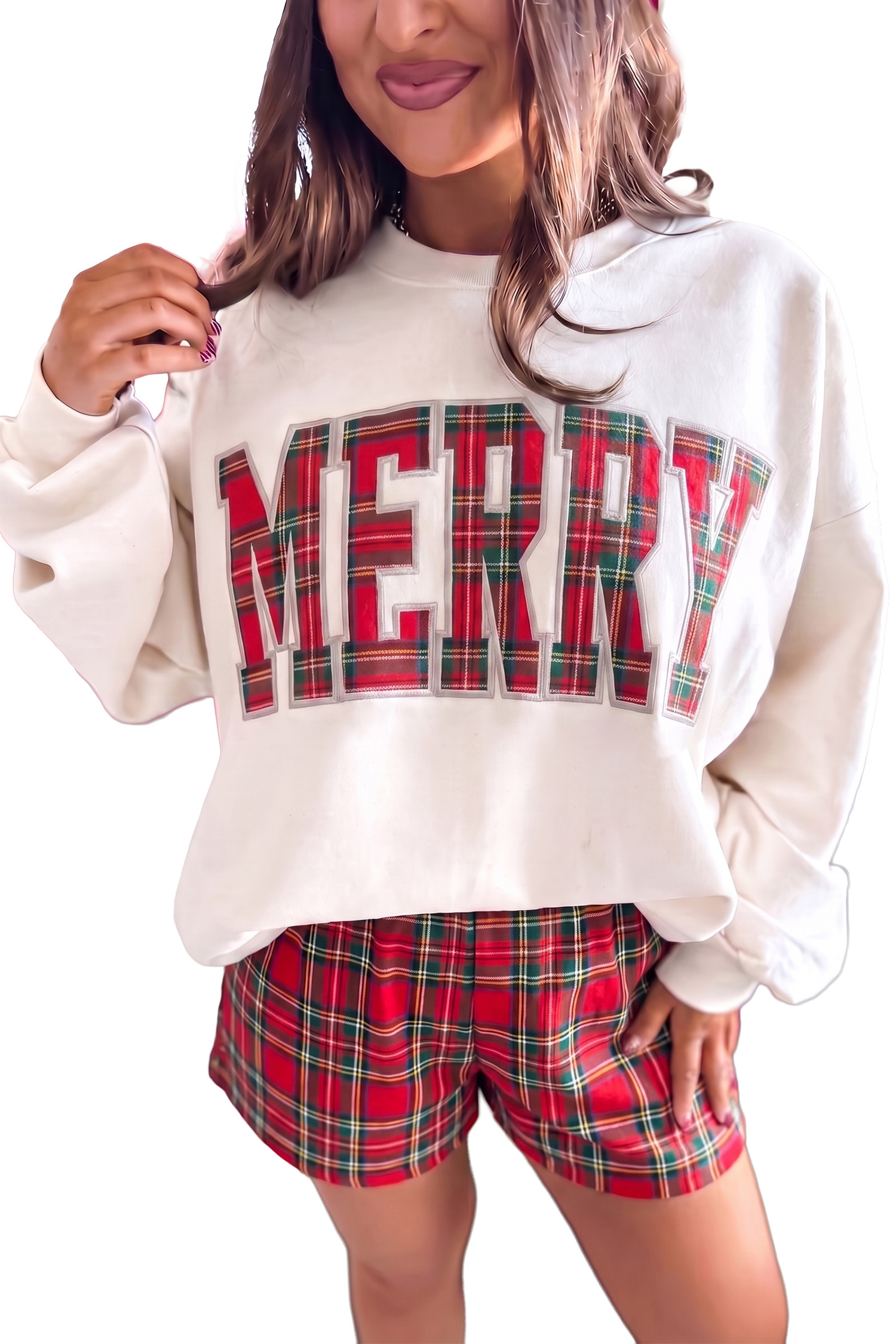 Women's Merry Lounge Set, Casual Long Sleeve Shorts - Main View Women's Merry Lounge Set, Casual Long Sleeve Shorts - Main View