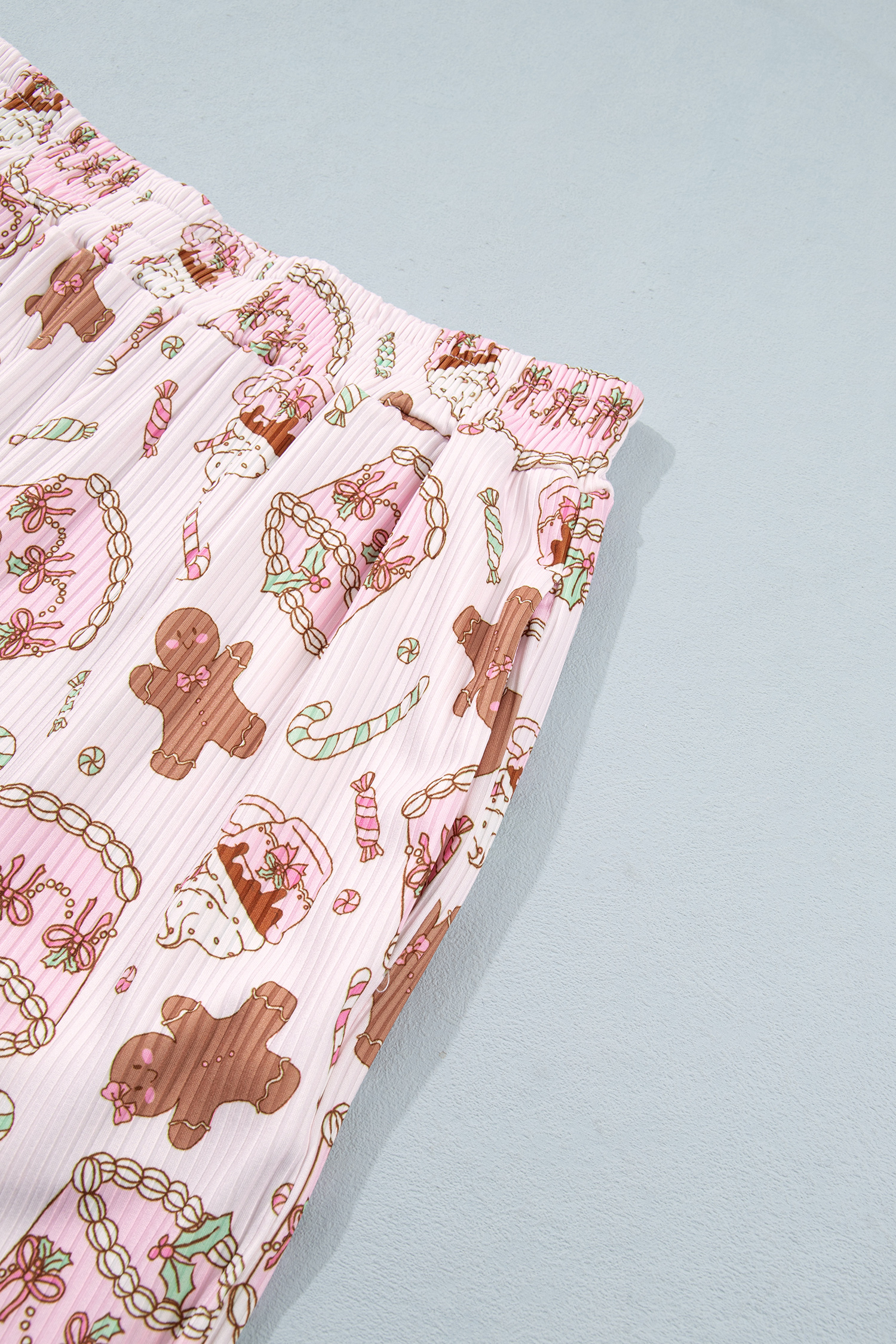 Pink Christmas Print Lounge Set, Long Sleeve Women's Pajamas - Detail View 14 Pink Christmas Print Lounge Set, Long Sleeve Women's Pajamas - Detail View 14