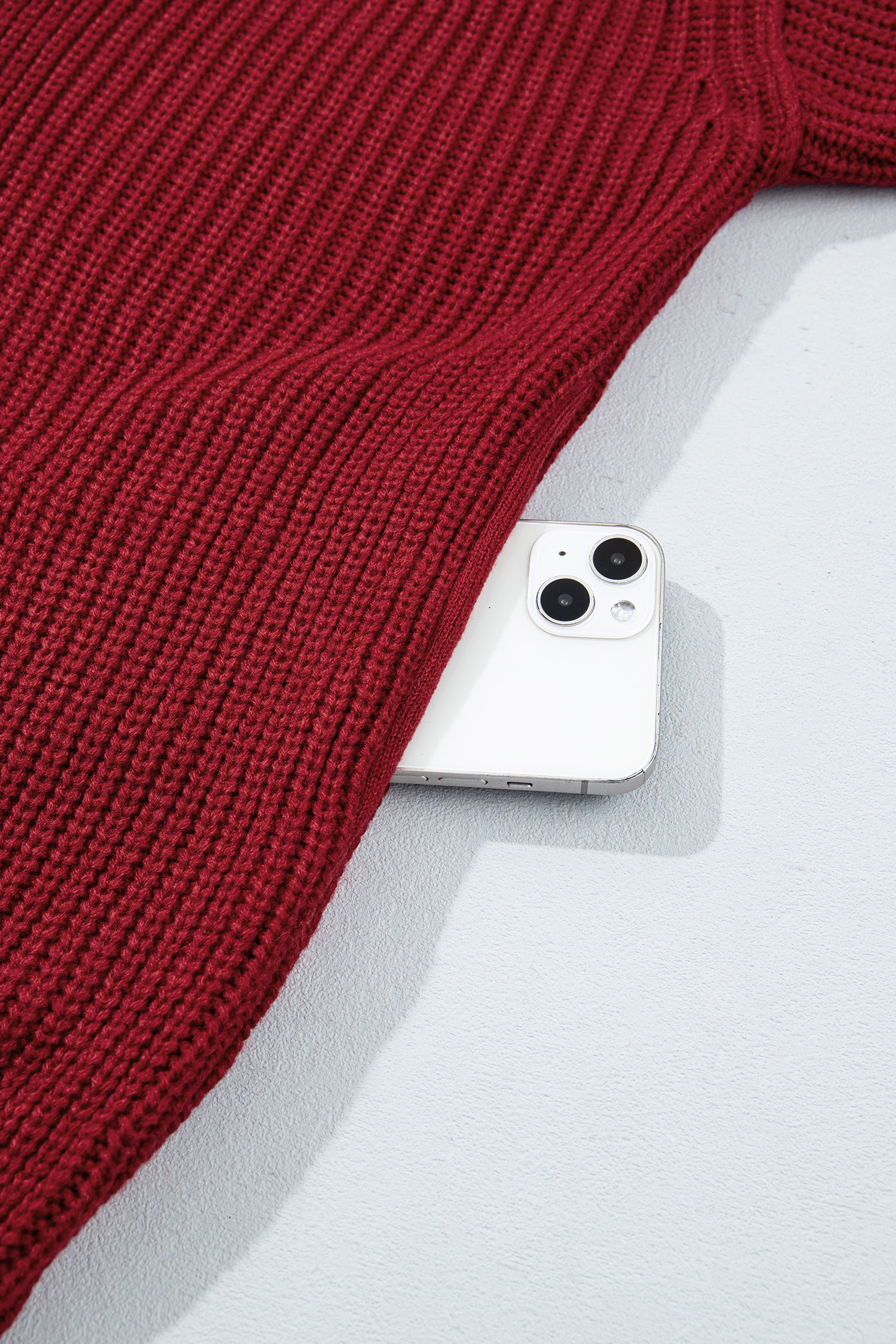 Oversized Knit Cardigan, Red Dahlia Long Sleeve Button Front - Detail View 11 Oversized Knit Cardigan, Red Dahlia Long Sleeve Button Front - Detail View 11
