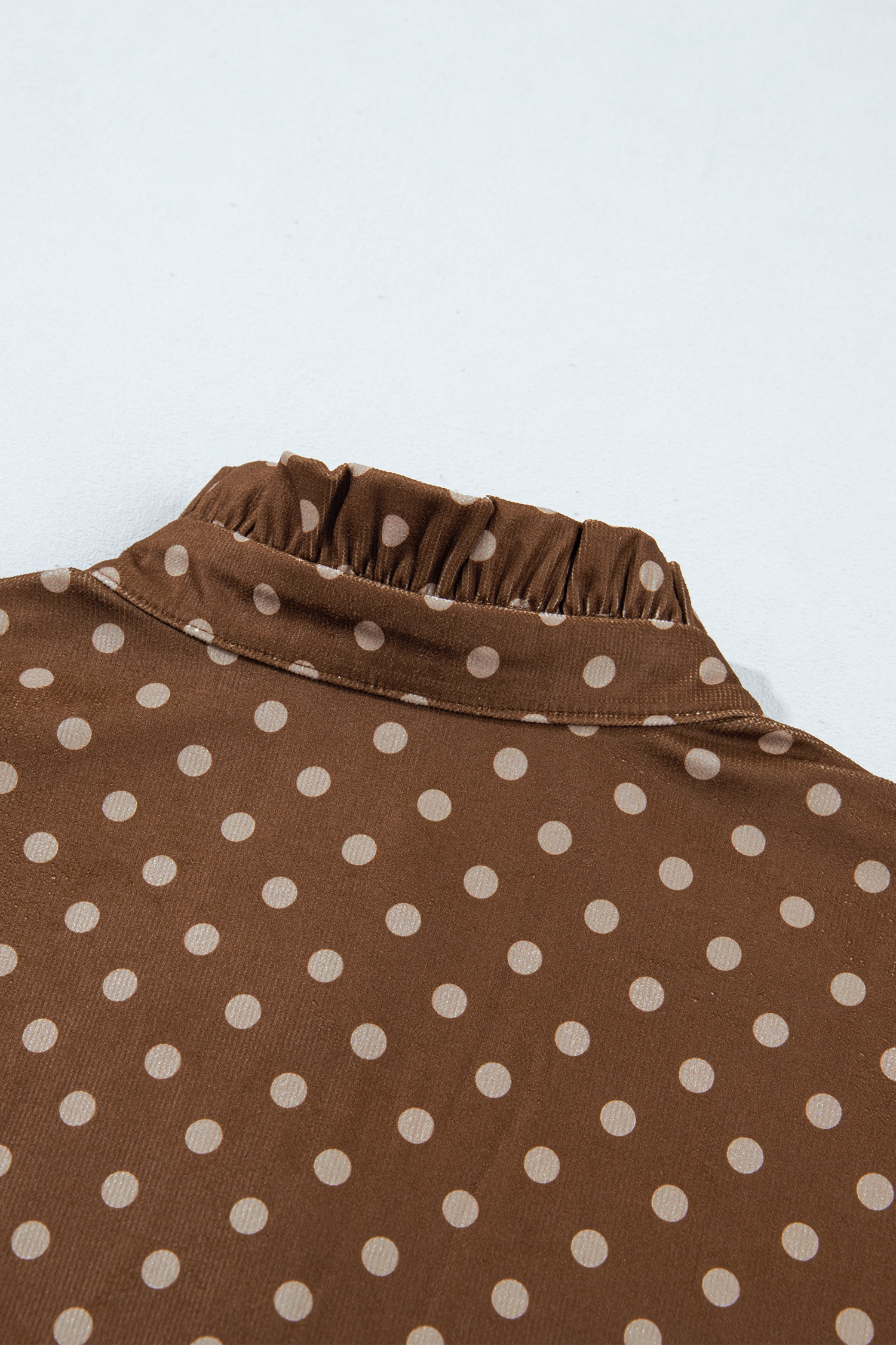 Women's Polka Dot V Neck Dress, Retro Long Sleeve Style - Detail View 11 Women's Polka Dot V Neck Dress, Retro Long Sleeve Style - Detail View 11