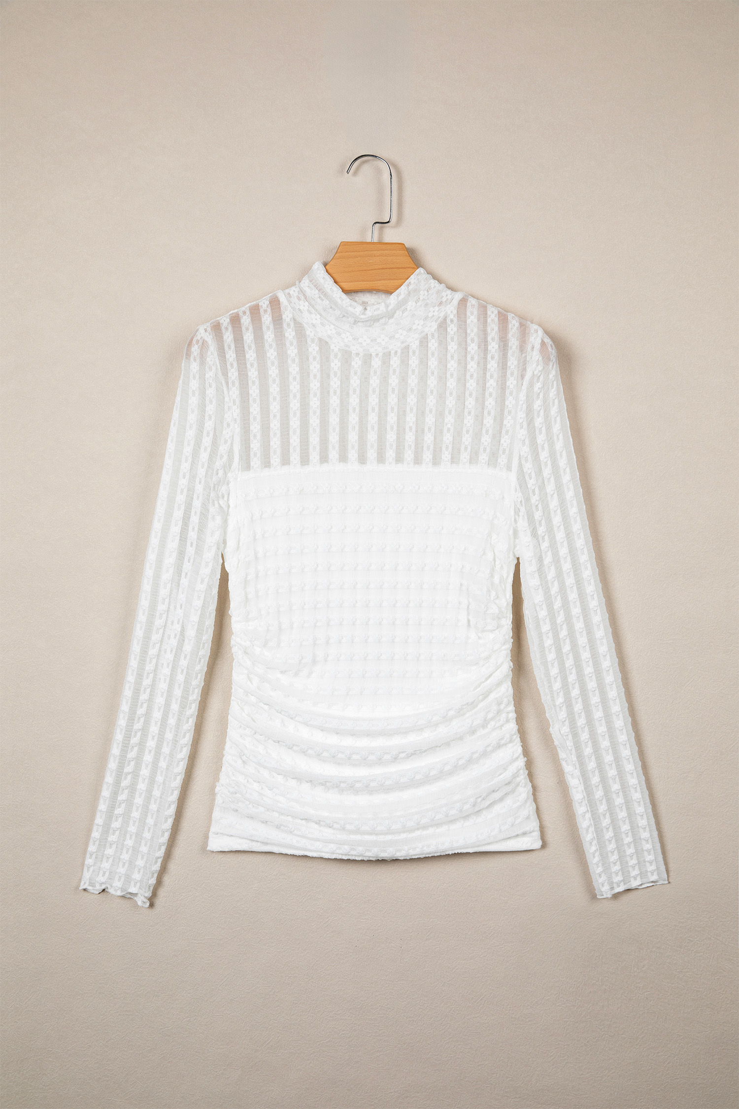 Women's Stretch Lace Long Sleeve Top, Fitted Style - Detail View 3 Women's Stretch Lace Long Sleeve Top, Fitted Style - Detail View 3