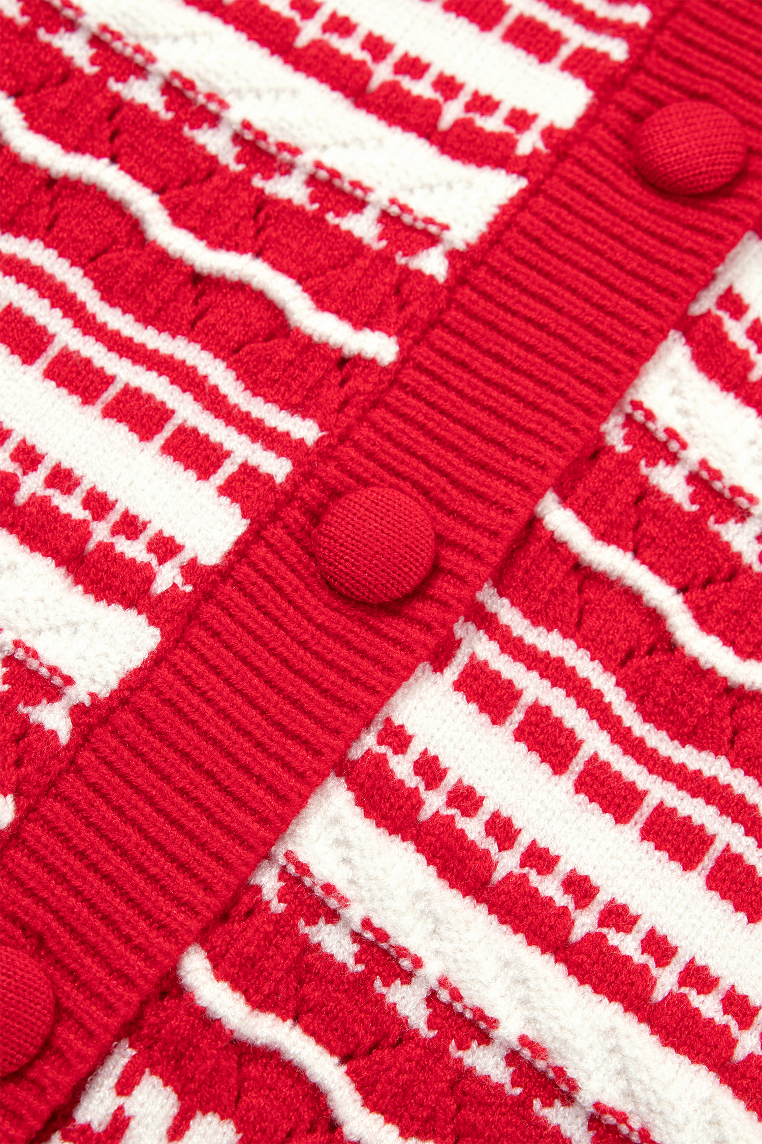Women's Red Striped Cardigan, V Neck Casual Knit - Detail View 7 Women's Red Striped Cardigan, V Neck Casual Knit - Detail View 7
