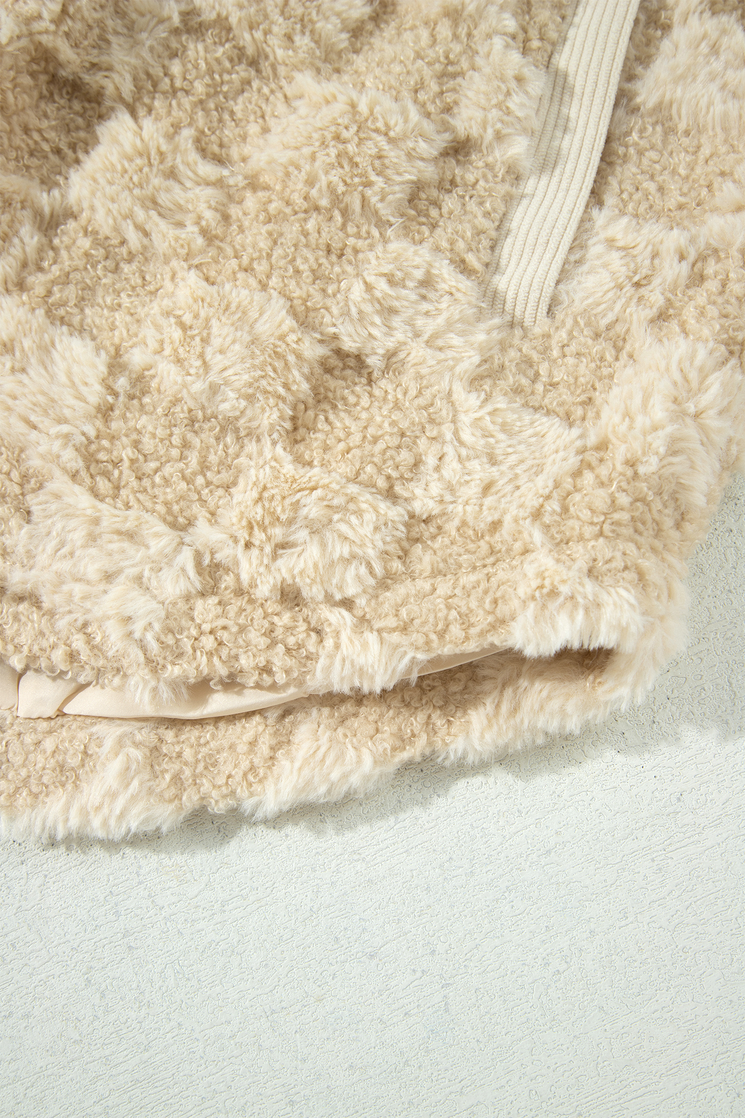 Checkered Sherpa Shacket, Casual Long Sleeve Fall Jacket - Detail View 11 Checkered Sherpa Shacket, Casual Long Sleeve Fall Jacket - Detail View 11