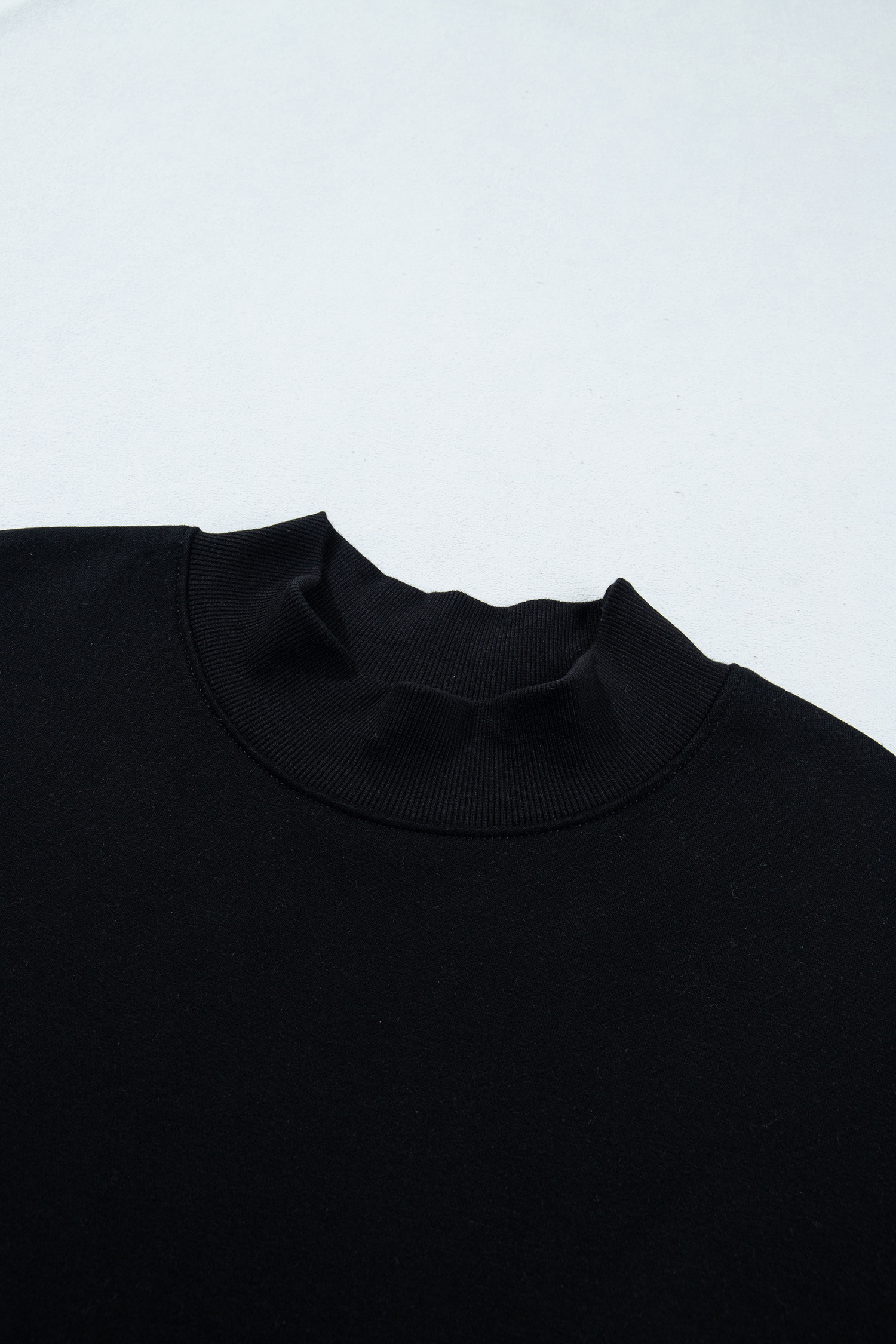 Fall Black Mock Neck Top, Women's Casual Long Sleeve Shirt - Detail View 6 Fall Black Mock Neck Top, Women's Casual Long Sleeve Shirt - Detail View 6