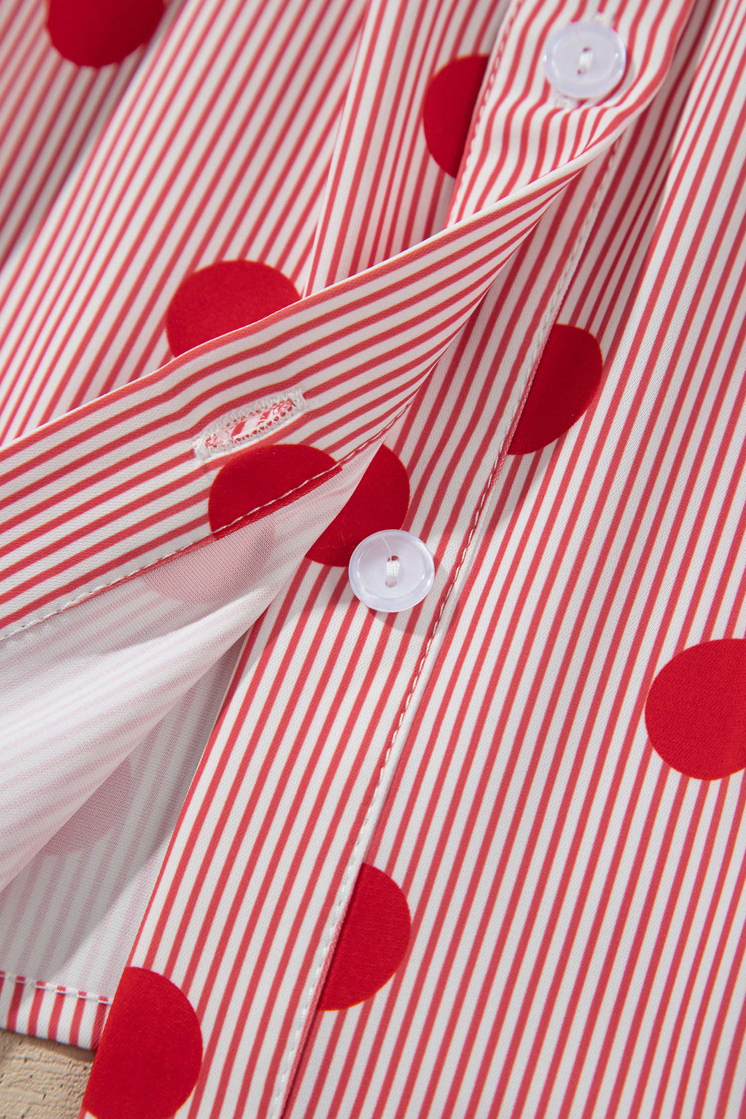 Women's Striped Polka Dot Blouse, Trendy Spring Top - Detail View 8 Women's Striped Polka Dot Blouse, Trendy Spring Top - Detail View 8