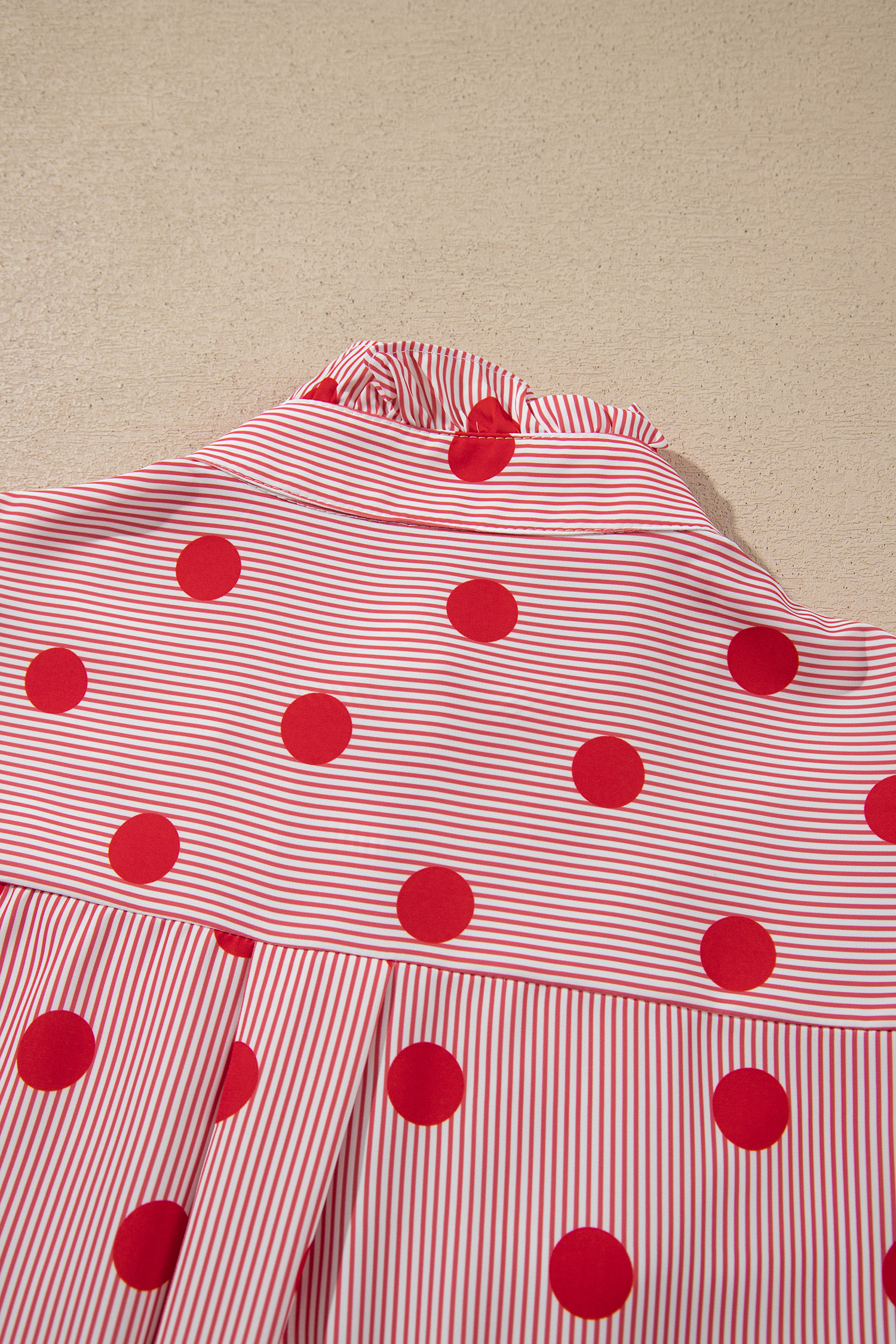 Women's Striped Polka Dot Blouse, Trendy Spring Top - Detail View 11 Women's Striped Polka Dot Blouse, Trendy Spring Top - Detail View 11