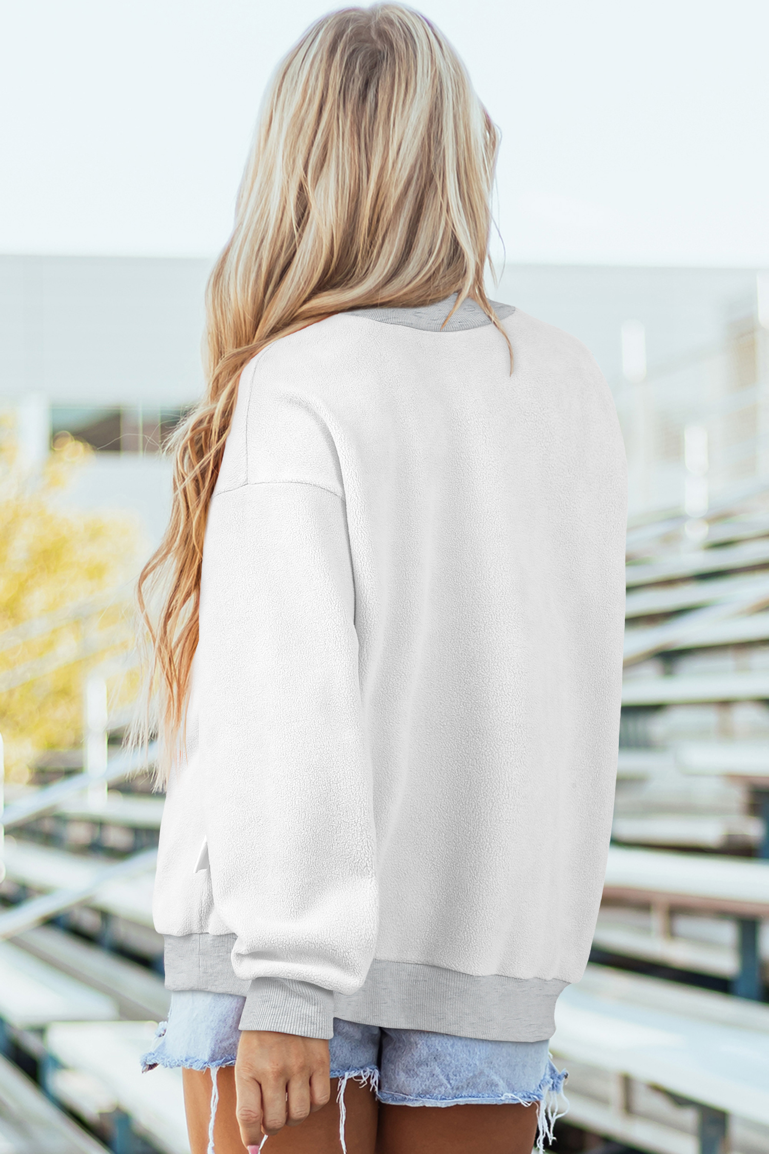 Women's Reversible Sweatshirt, Casual Mock Neck Pullover - Detail View 10 Women's Reversible Sweatshirt, Casual Mock Neck Pullover - Detail View 10