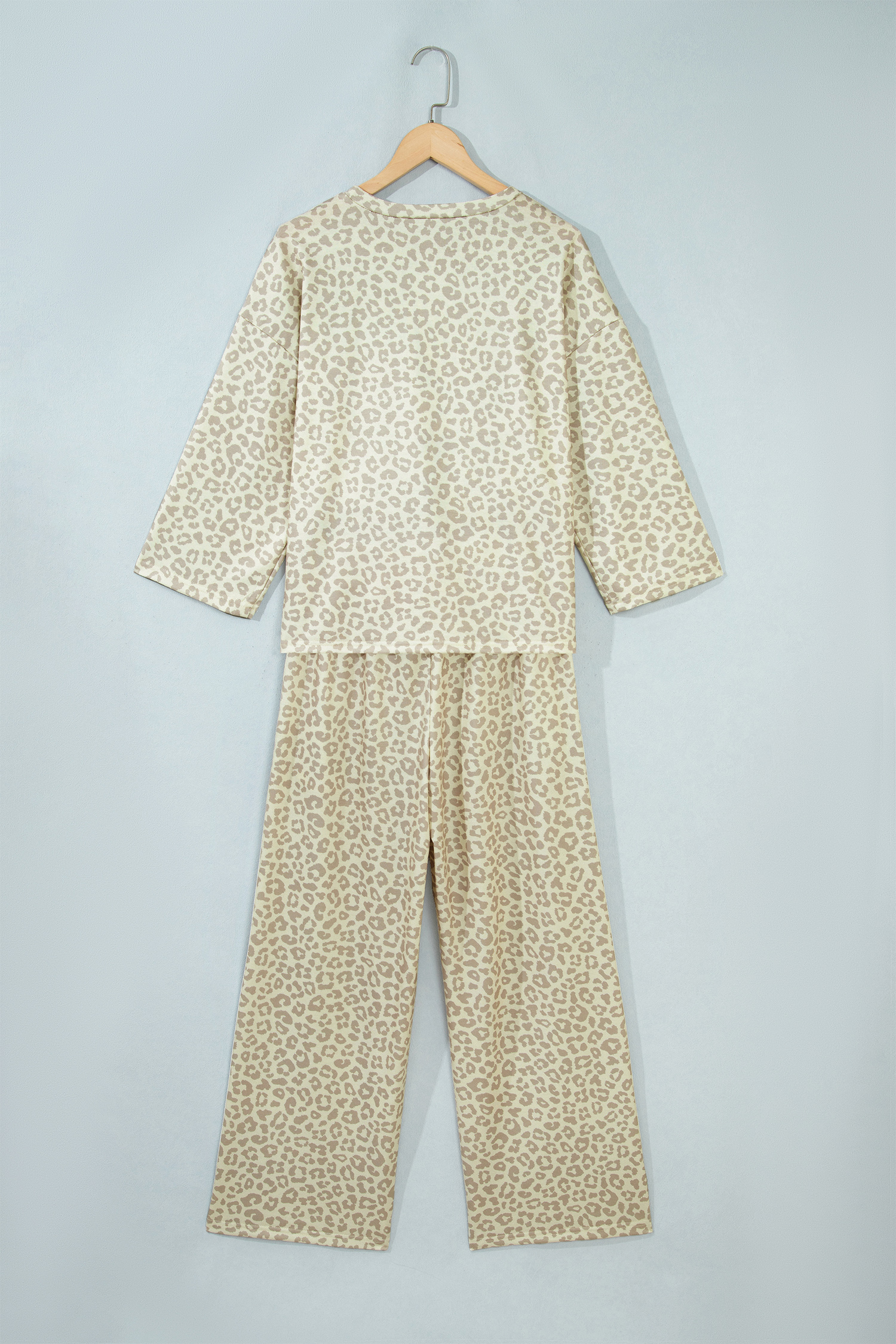 Soft Apricot Leopard Lounge Set, Women's Cozy Two Piece - Detail View 3 Soft Apricot Leopard Lounge Set, Women's Cozy Two Piece - Detail View 3