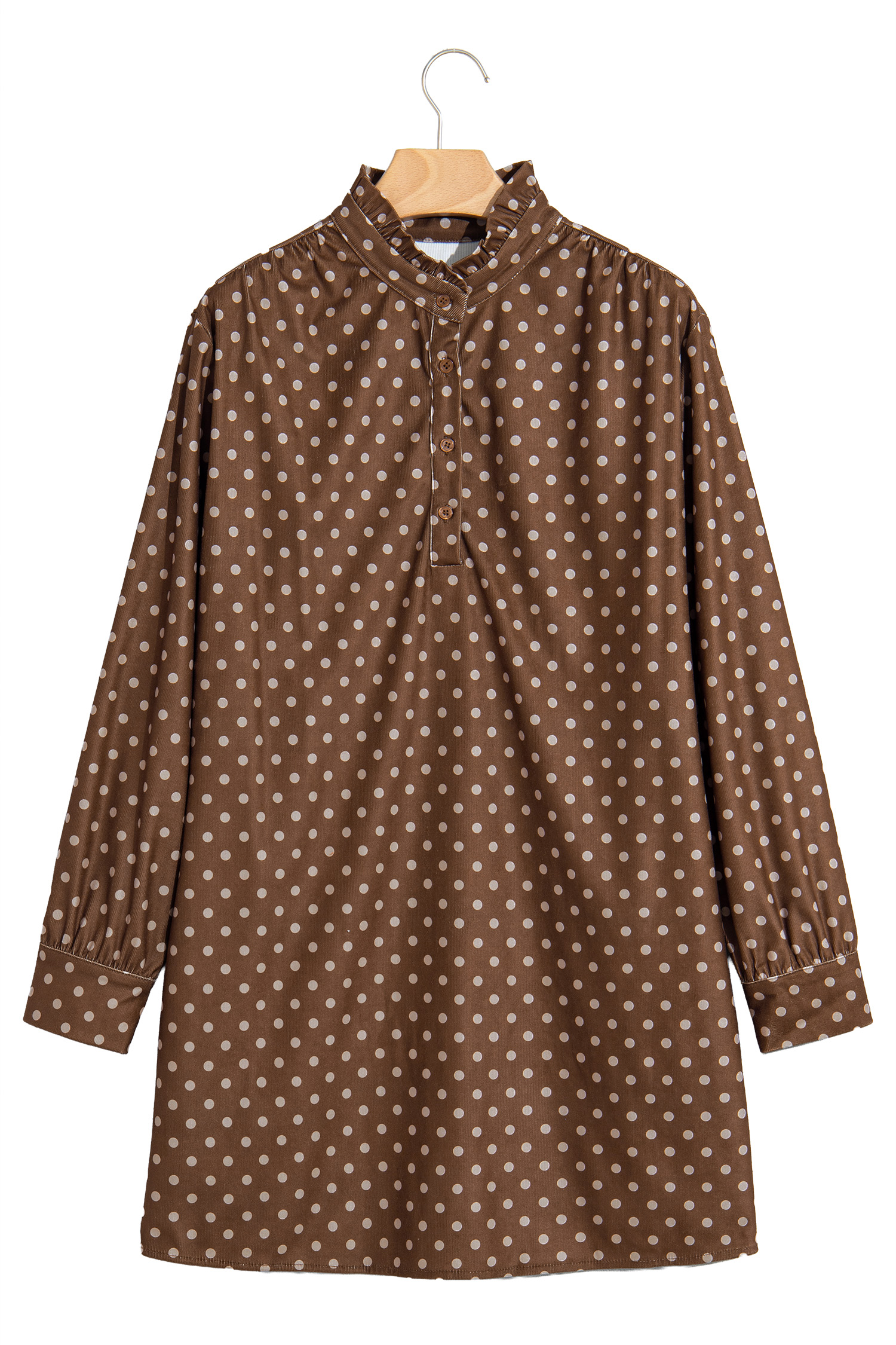 Women's Corduroy Button Dress, Warm Long Sleeve Shift - Detail View 3 Women's Corduroy Button Dress, Warm Long Sleeve Shift - Detail View 3