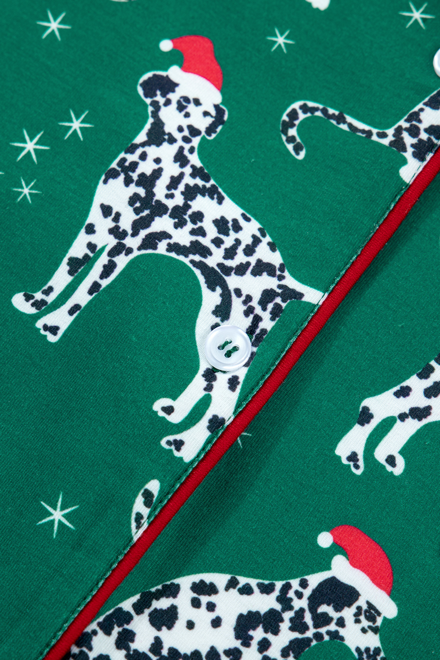 Women's Christmas Pajama Set, Green Dog Print Lounge Wear - Detail View 19 Women's Christmas Pajama Set, Green Dog Print Lounge Wear - Detail View 19