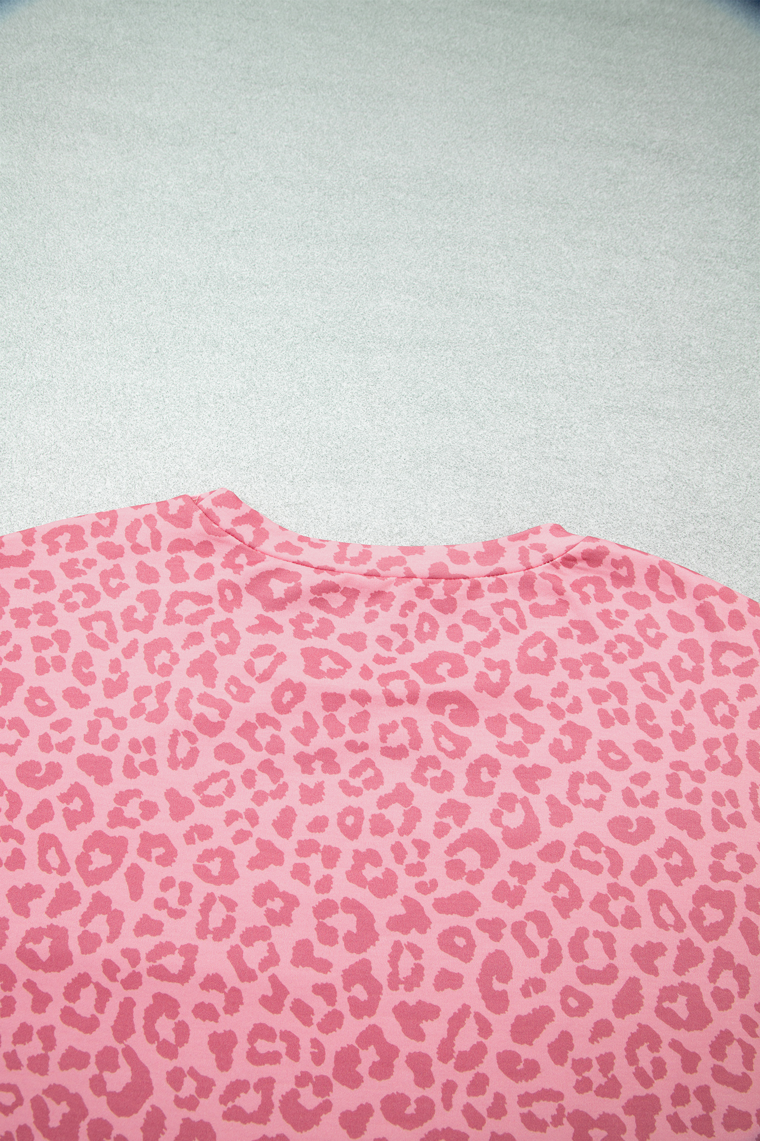 Women's Leopard Pants Set, Casual Pink Loungewear - Detail View 7 Women's Leopard Pants Set, Casual Pink Loungewear - Detail View 7
