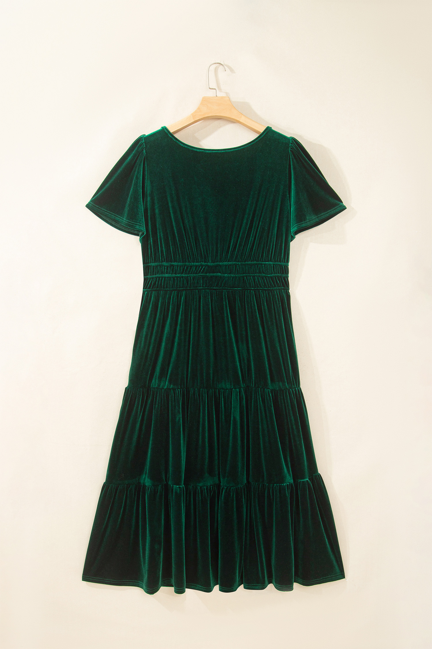 Soft Velvet Long Dress, Women's Fall Tiered A Line Gown - Detail View 9 Soft Velvet Long Dress, Women's Fall Tiered A Line Gown - Detail View 9
