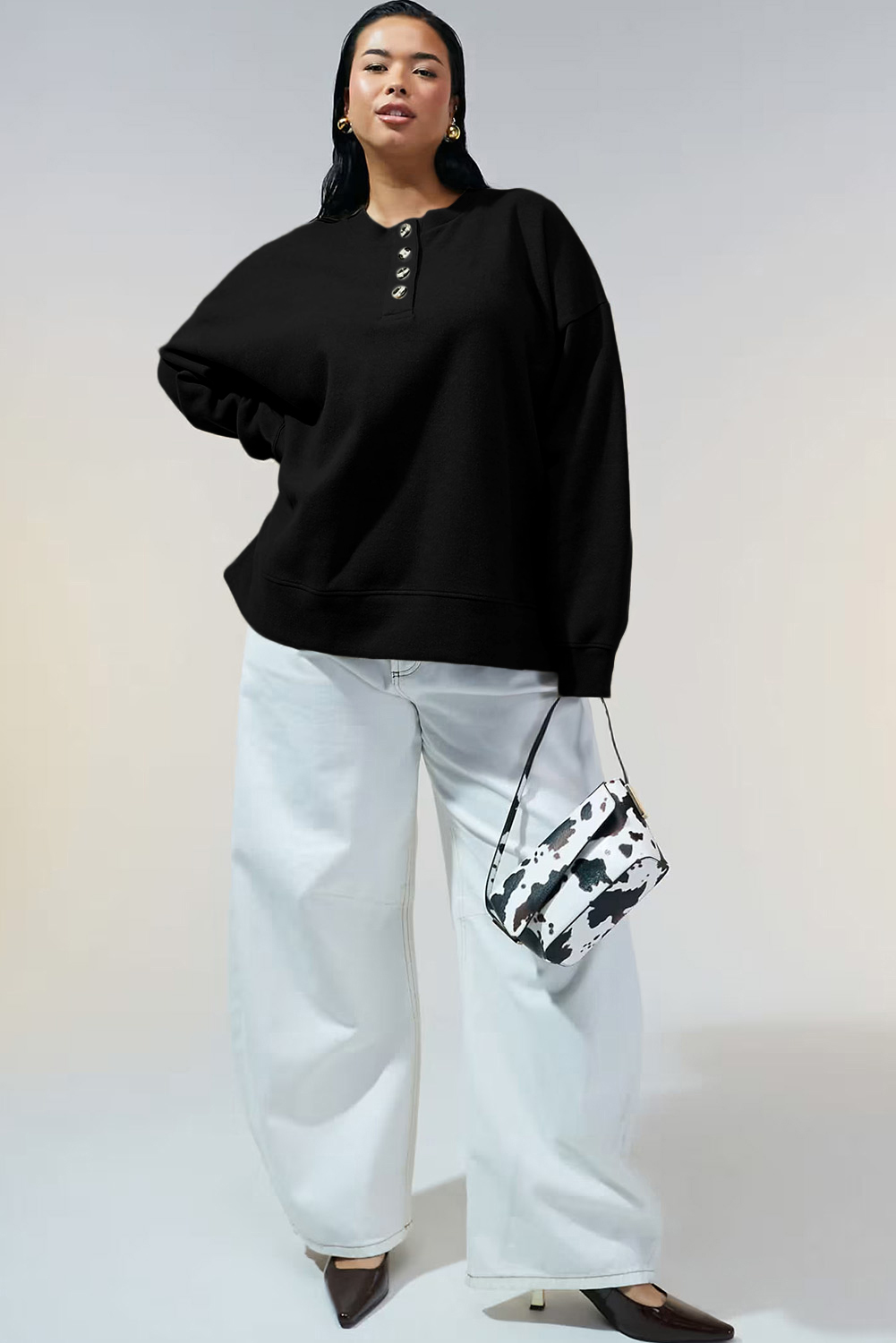 Autumn Long Sleeve Sweatshirt, Casual Plus Size Women Top - Detail View 6 Autumn Long Sleeve Sweatshirt, Casual Plus Size Women Top - Detail View 6