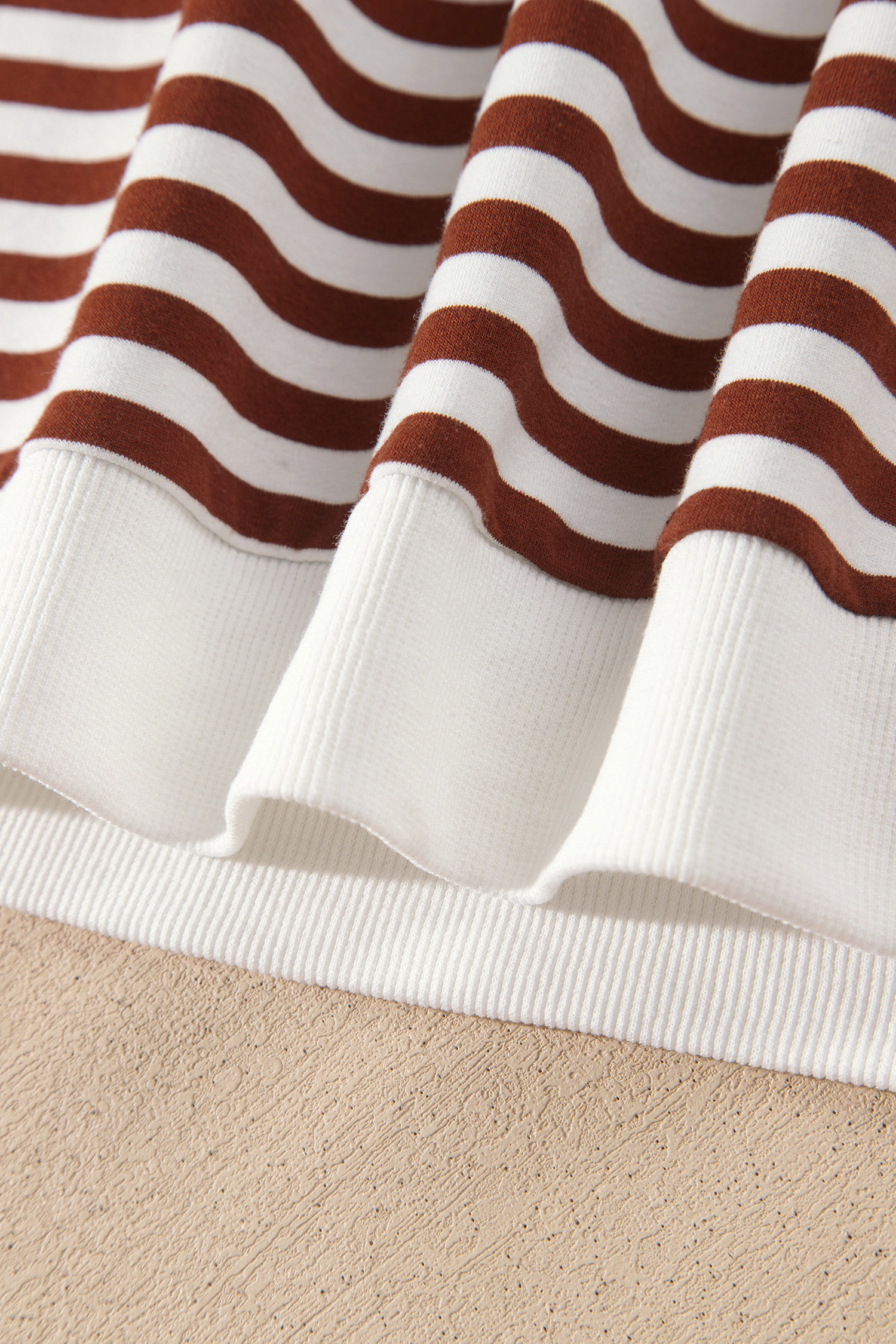 Women's Cotton Shorts Set, Cozy Striped Long Sleeve Lounge - Detail View 9 Women's Cotton Shorts Set, Cozy Striped Long Sleeve Lounge - Detail View 9