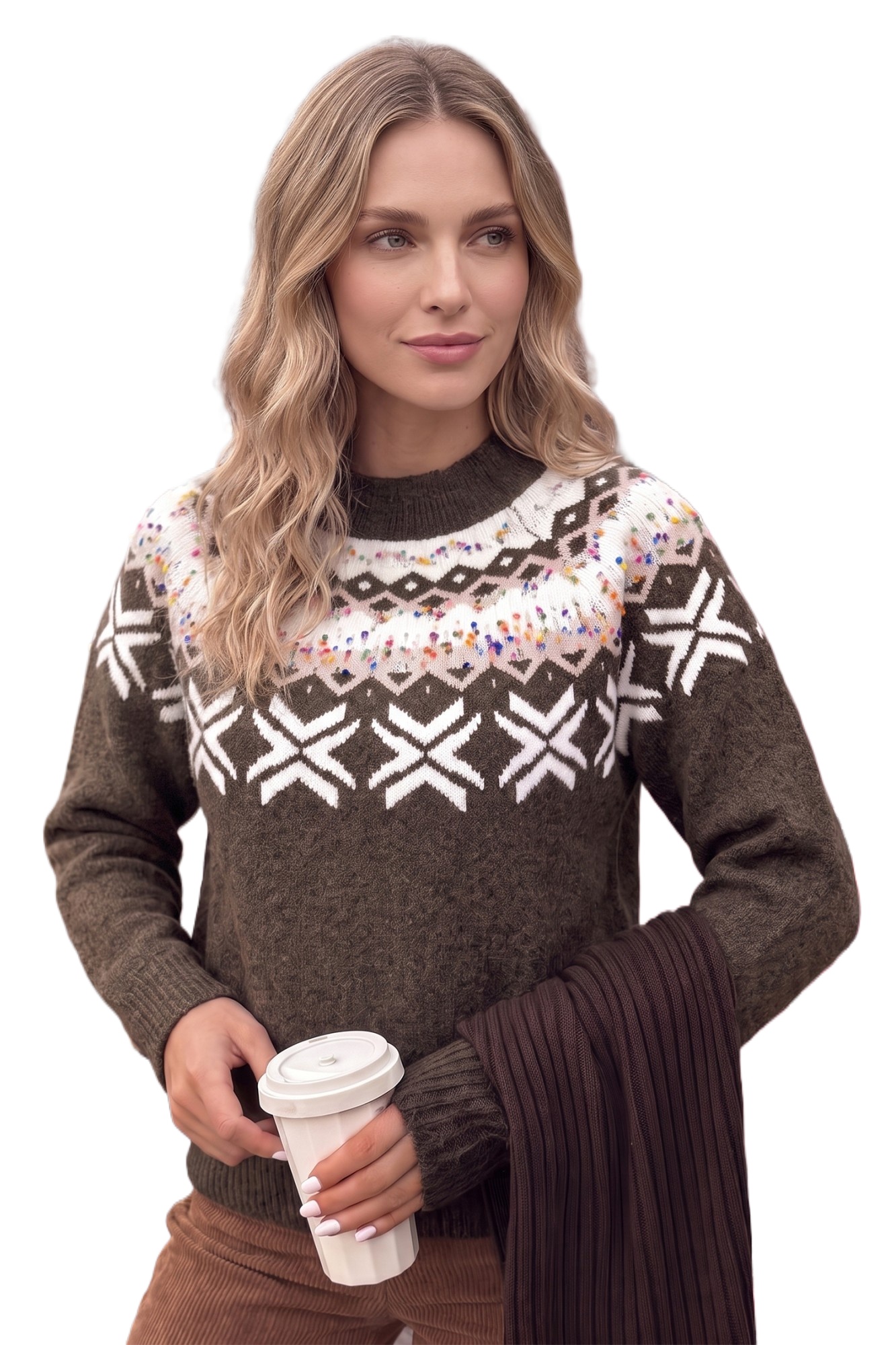 Women's Knit Sweater, Casual Geometric Pullover - Main View Women's Knit Sweater, Casual Geometric Pullover - Main View
