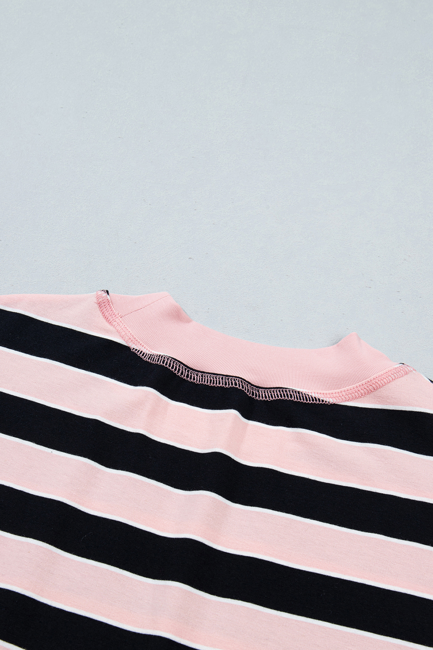Women's Cotton Striped Set, Relaxed Long Sleeve Shorts - Detail View 12 Women's Cotton Striped Set, Relaxed Long Sleeve Shorts - Detail View 12
