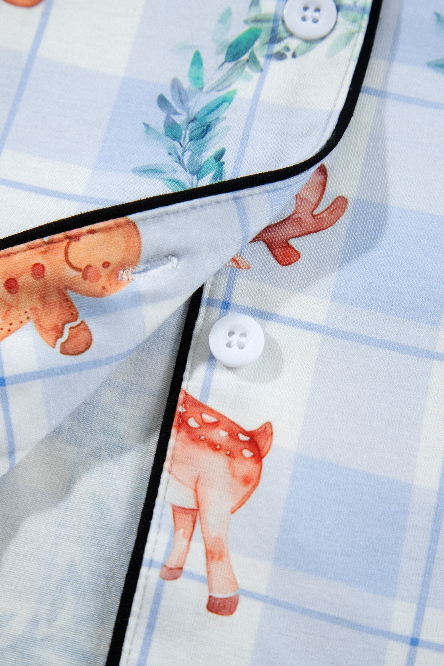 Blue Cartoon Christmas Pajamas, Women's Plaid Lounge Set - Detail View 11 Blue Cartoon Christmas Pajamas, Women's Plaid Lounge Set - Detail View 11