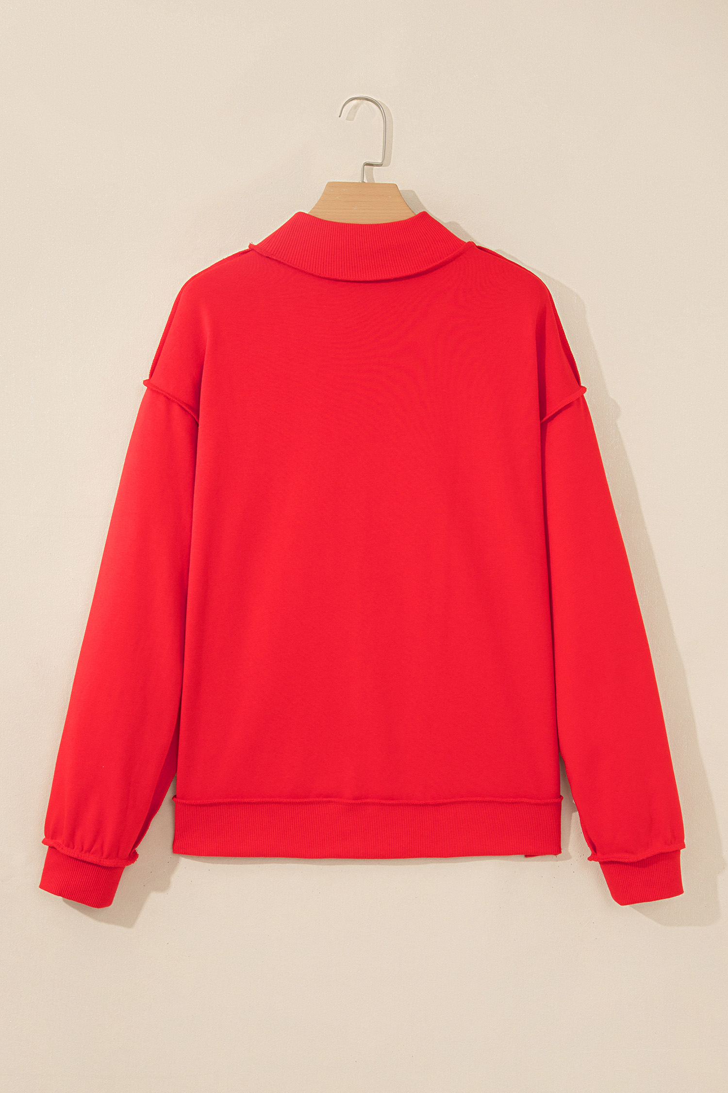 Cozy Cotton Blend Sweatshirt, Women's Red Long Sleeve Top - Detail View 9 Cozy Cotton Blend Sweatshirt, Women's Red Long Sleeve Top - Detail View 9