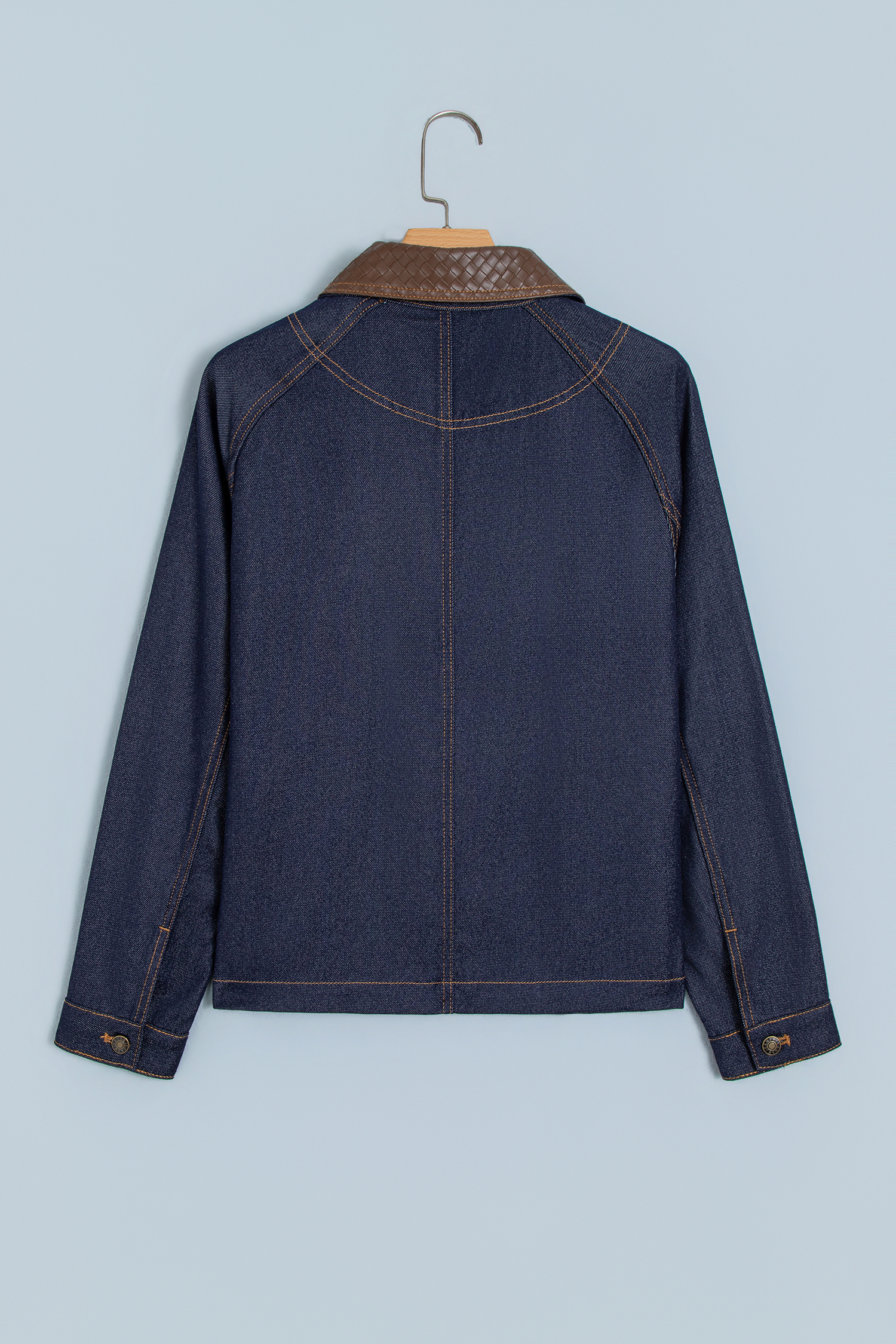 Women's Contrast Collar Jacket, Western Denim Fall Coat - Detail View 8 Women's Contrast Collar Jacket, Western Denim Fall Coat - Detail View 8