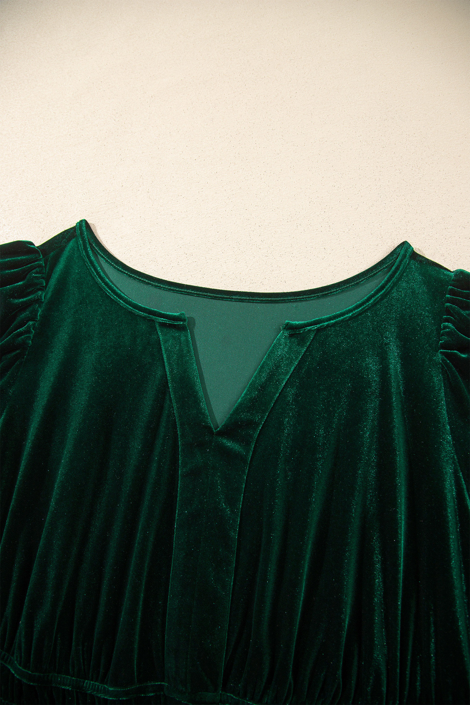 Women's Velvet Maxi Dress, Elegant Tiered V Neck Casual - Detail View 10 Women's Velvet Maxi Dress, Elegant Tiered V Neck Casual - Detail View 10