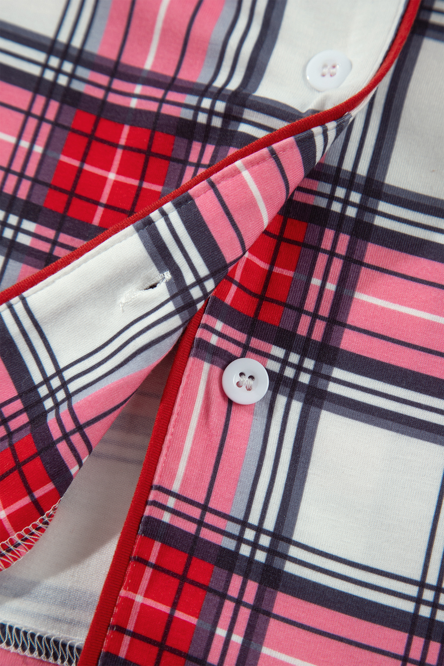 Womens Plaid Pajama Set, Short Sleeve Button Down Loungewear - Detail View 10 Womens Plaid Pajama Set, Short Sleeve Button Down Loungewear - Detail View 10