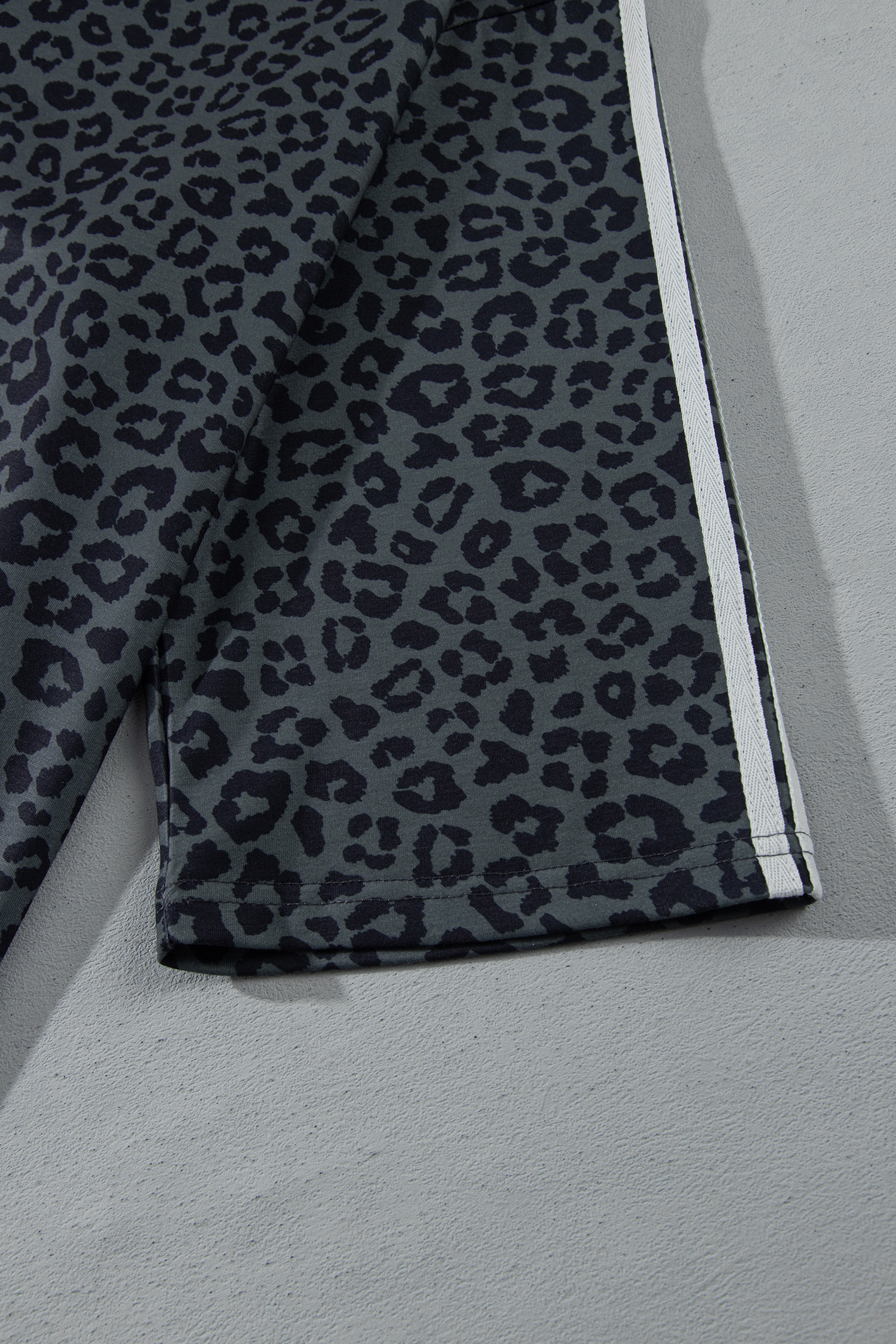 Women's Leopard Print Set, Casual Gray Loungewear - Detail View 7 Women's Leopard Print Set, Casual Gray Loungewear - Detail View 7