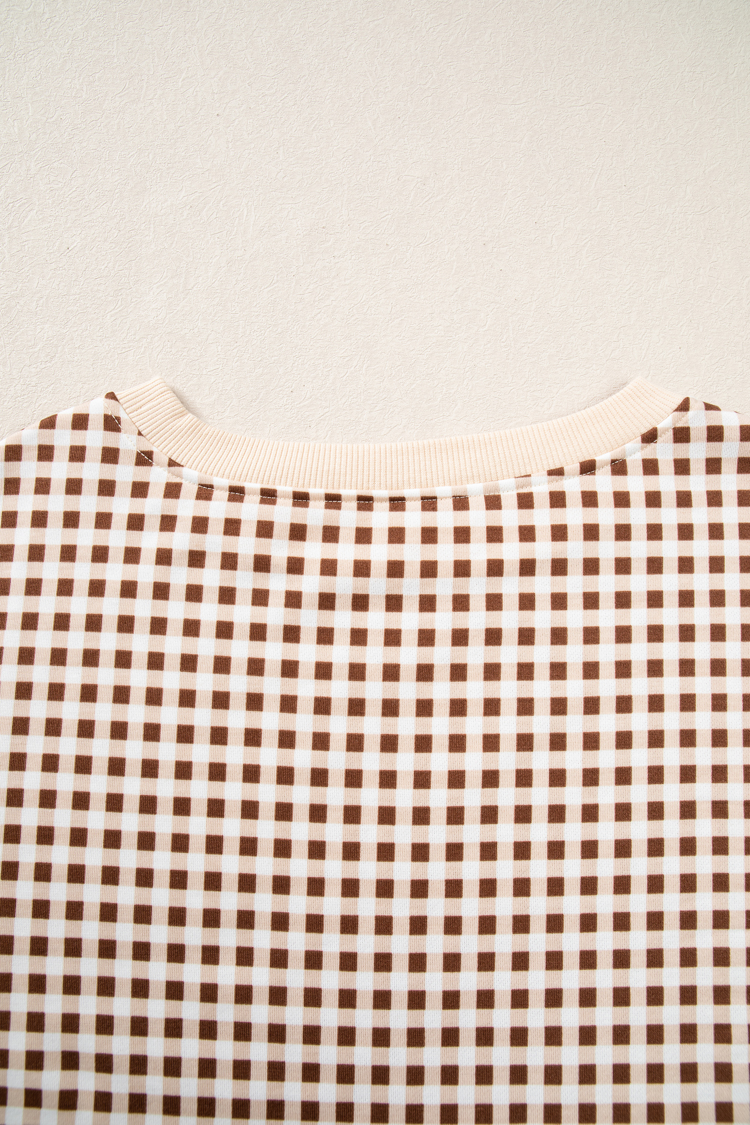 Women's Gingham Skort Set, Casual Brown Plaid 2 Piece Outfit - Detail View 7 Women's Gingham Skort Set, Casual Brown Plaid 2 Piece Outfit - Detail View 7