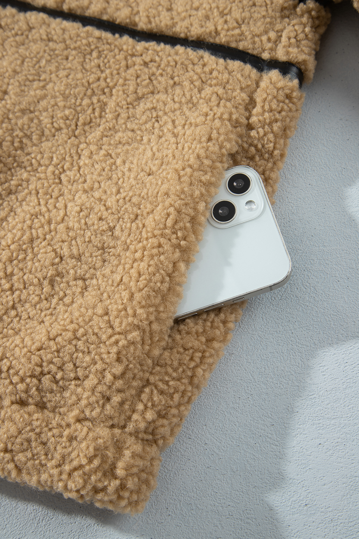 Women's Parchment Fleece Jacket, Drop Shoulder Sherpa Coat - Detail View 11 Women's Parchment Fleece Jacket, Drop Shoulder Sherpa Coat - Detail View 11