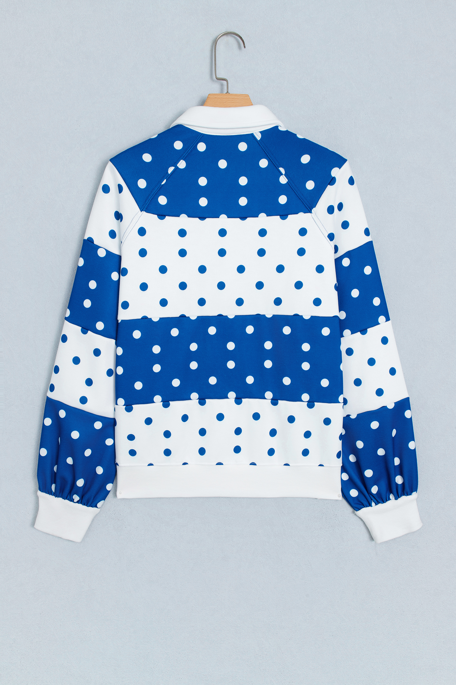 Casual Button Collar Top, Women's Polka Dot Sweatshirt - Detail View 3 Casual Button Collar Top, Women's Polka Dot Sweatshirt - Detail View 3
