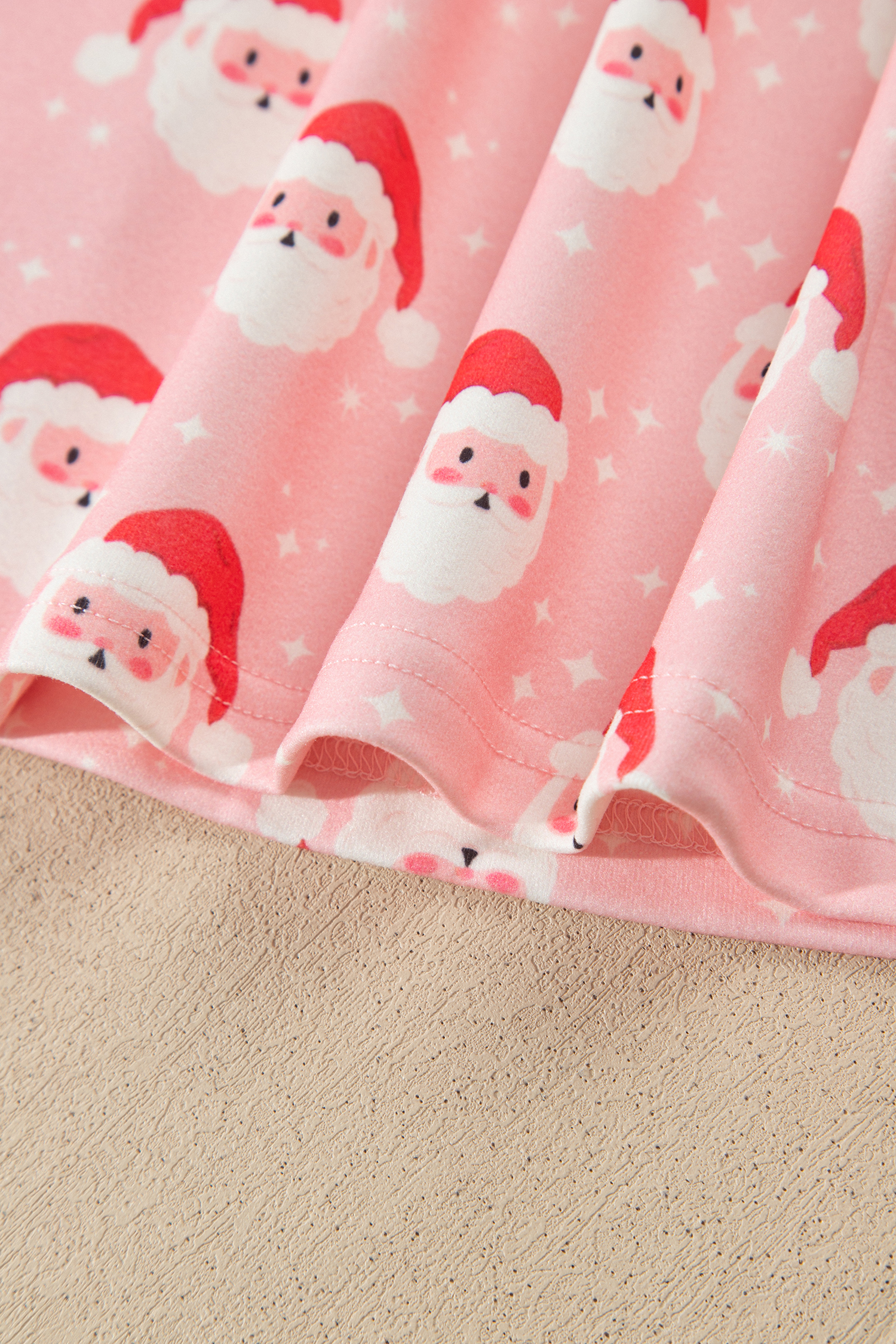 Pink Christmas Pajamas for Women, Santa Frill Lounge Set - Detail View 11 Pink Christmas Pajamas for Women, Santa Frill Lounge Set - Detail View 11