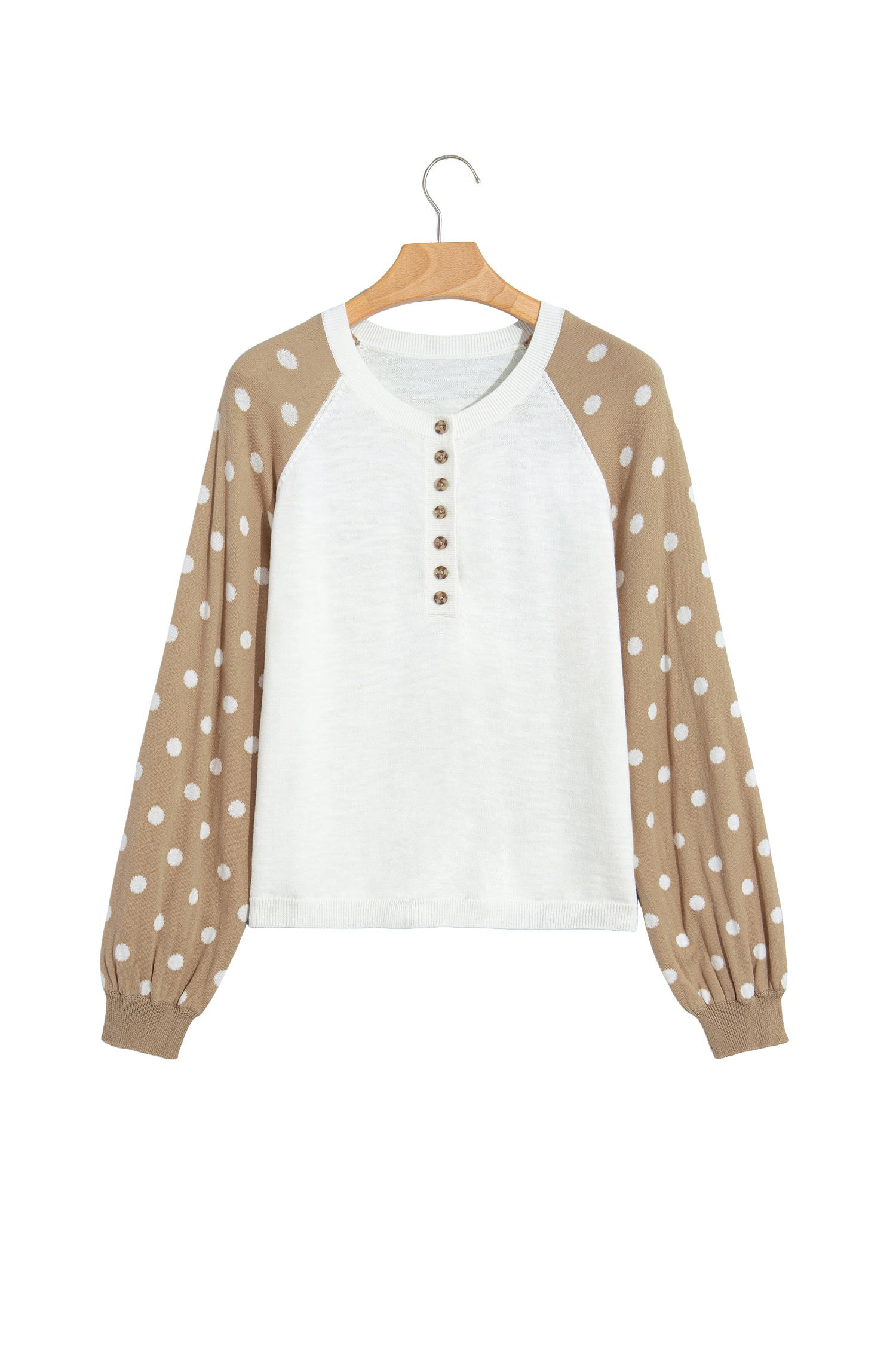 Polka Dot V Neck Sweater, Women's Casual Long Sleeve - Detail View 7 Polka Dot V Neck Sweater, Women's Casual Long Sleeve - Detail View 7