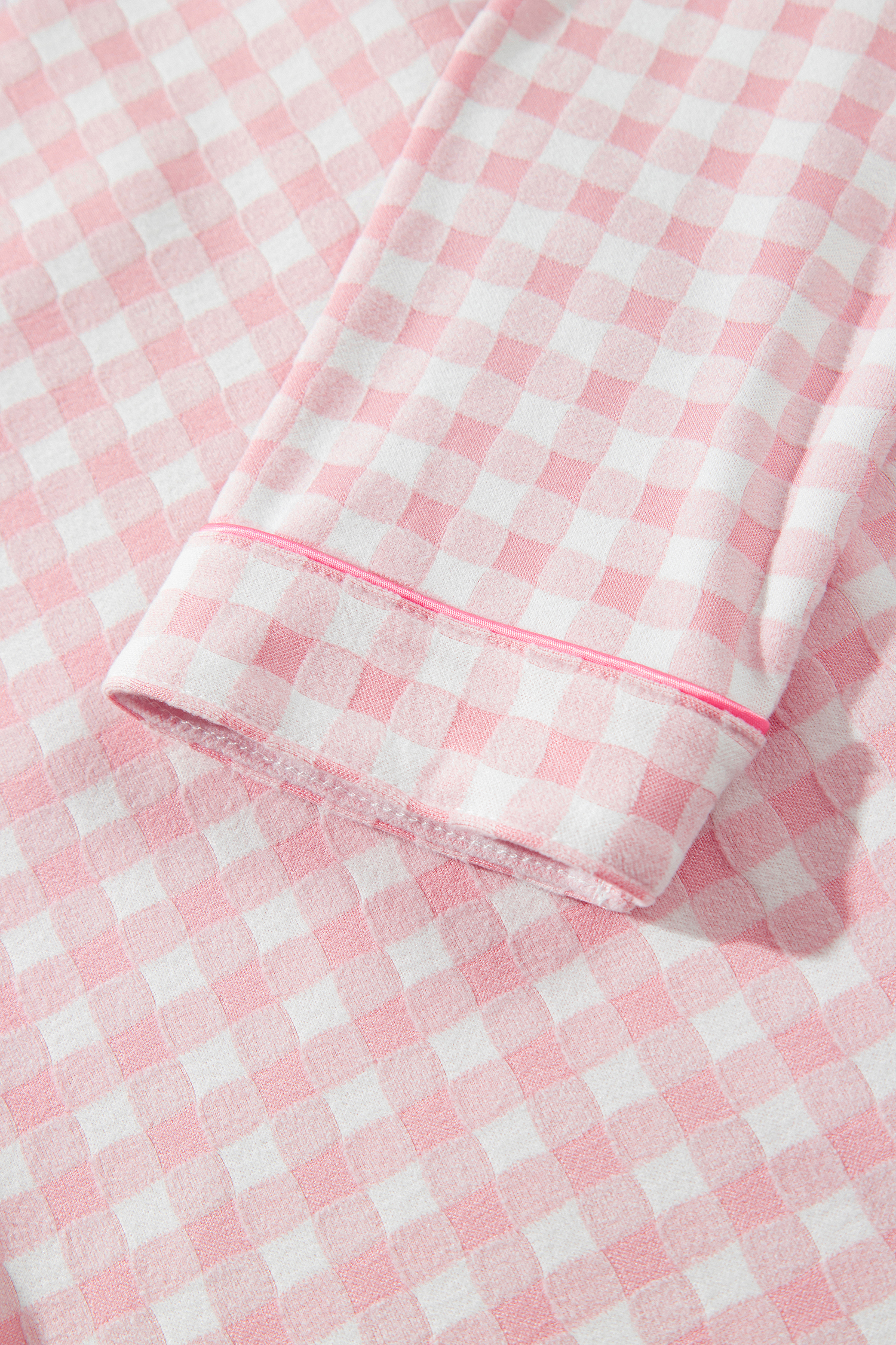 Soft Plaid Pajama Set, Women's Pink Long Sleeve Loungewear - Detail View 12 Soft Plaid Pajama Set, Women's Pink Long Sleeve Loungewear - Detail View 12