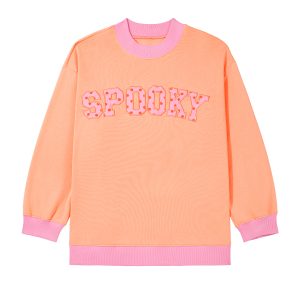 Women's Spooky Graphic Sweatshirt, Casual Fall Mock Neck Top - Main View
