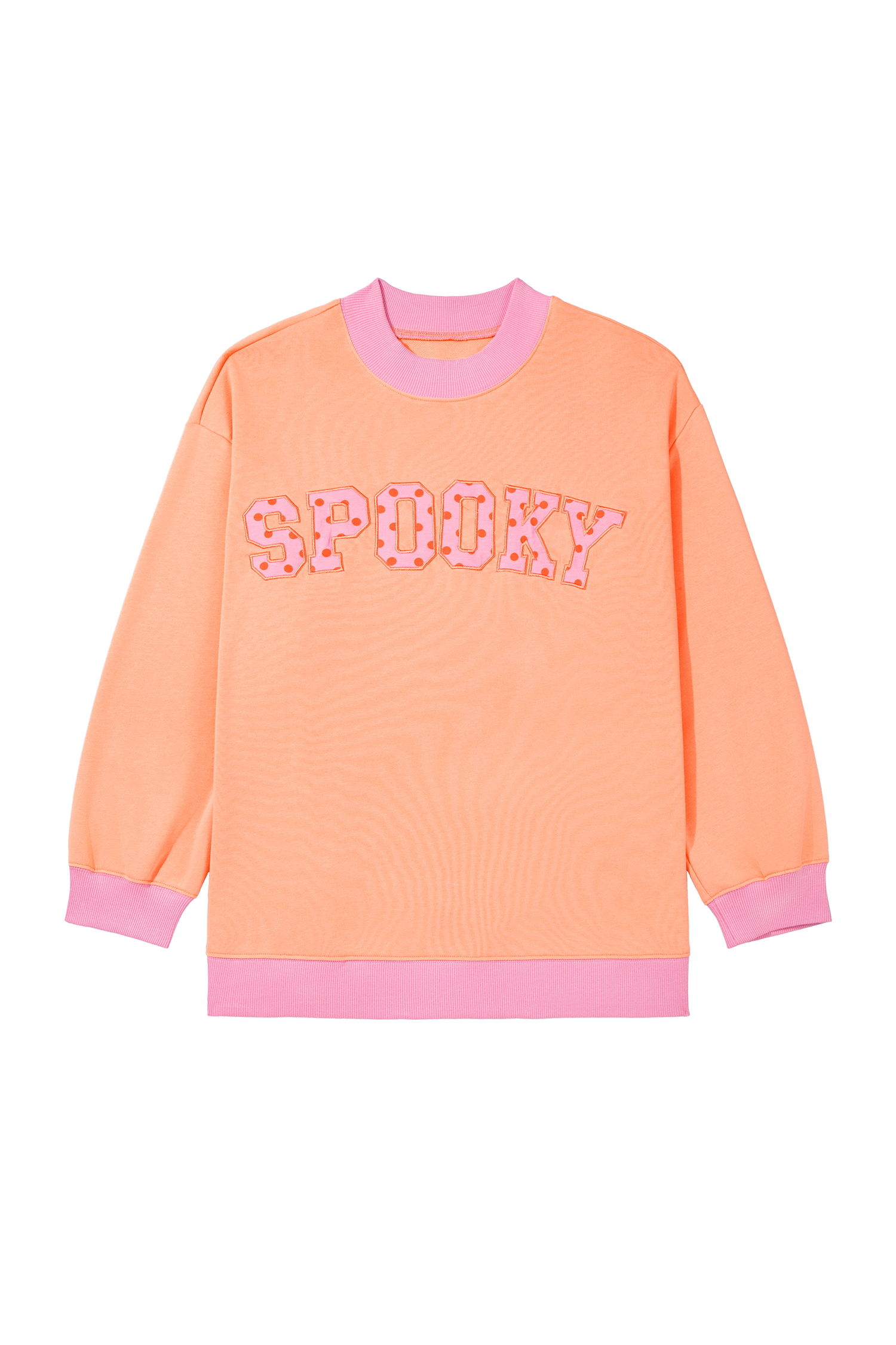 Women's Spooky Graphic Sweatshirt, Casual Fall Mock Neck Top - Main View Women's Spooky Graphic Sweatshirt, Casual Fall Mock Neck Top - Main View