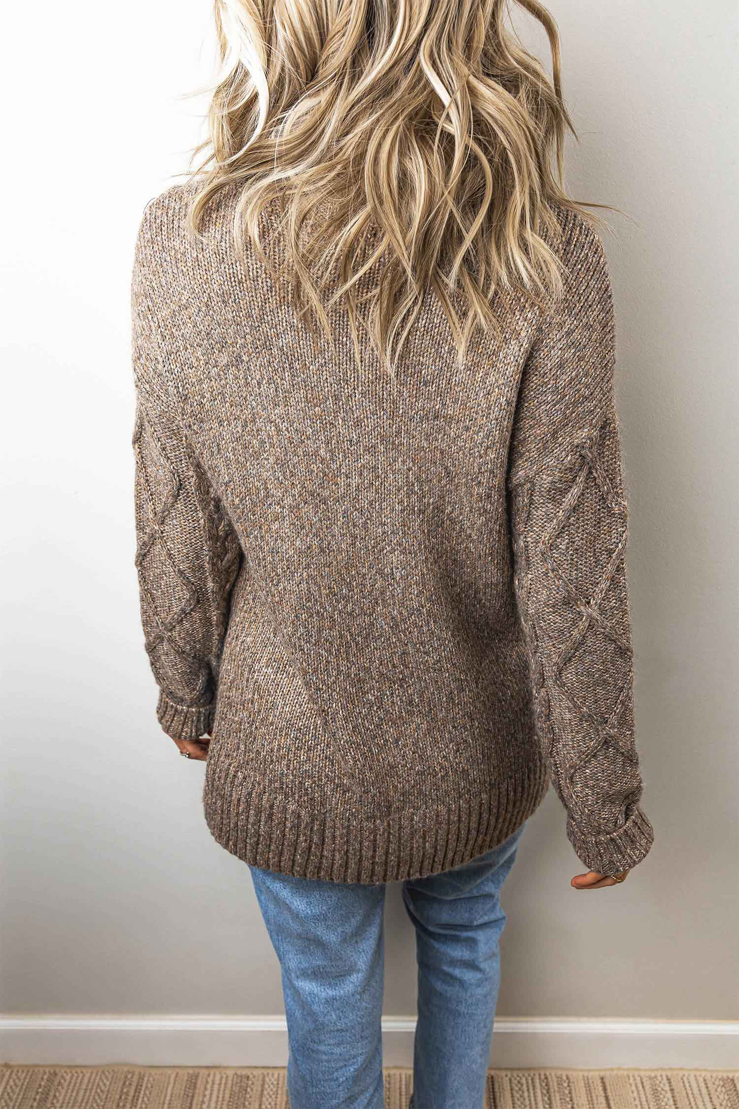 Wool Blend Women's High Neck Sweater, Warm Autumn Knitwear - Detail View 3 Wool Blend Women's High Neck Sweater, Warm Autumn Knitwear - Detail View 3