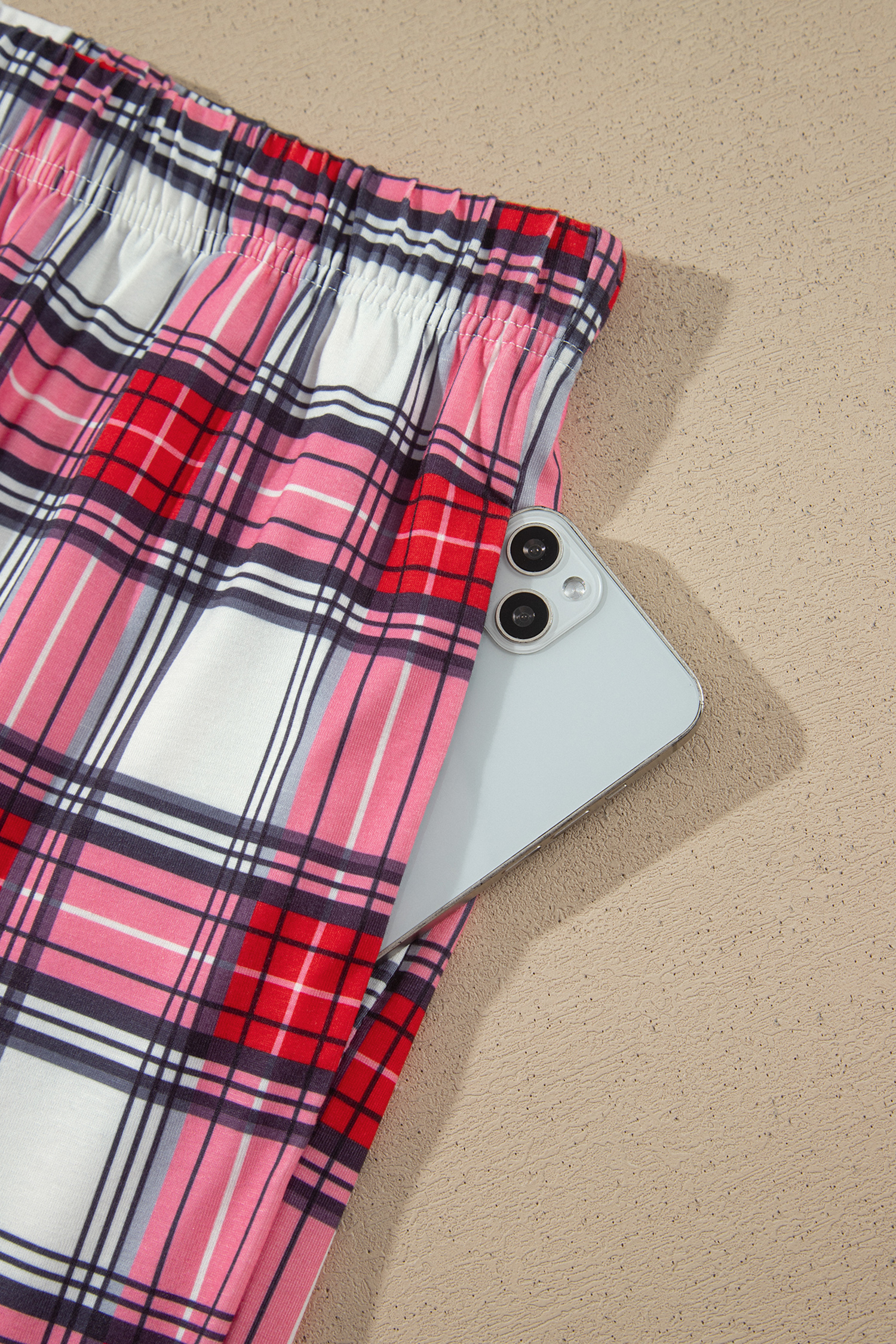 Womens Plaid Pajama Set, Short Sleeve Button Down Loungewear - Detail View 13 Womens Plaid Pajama Set, Short Sleeve Button Down Loungewear - Detail View 13