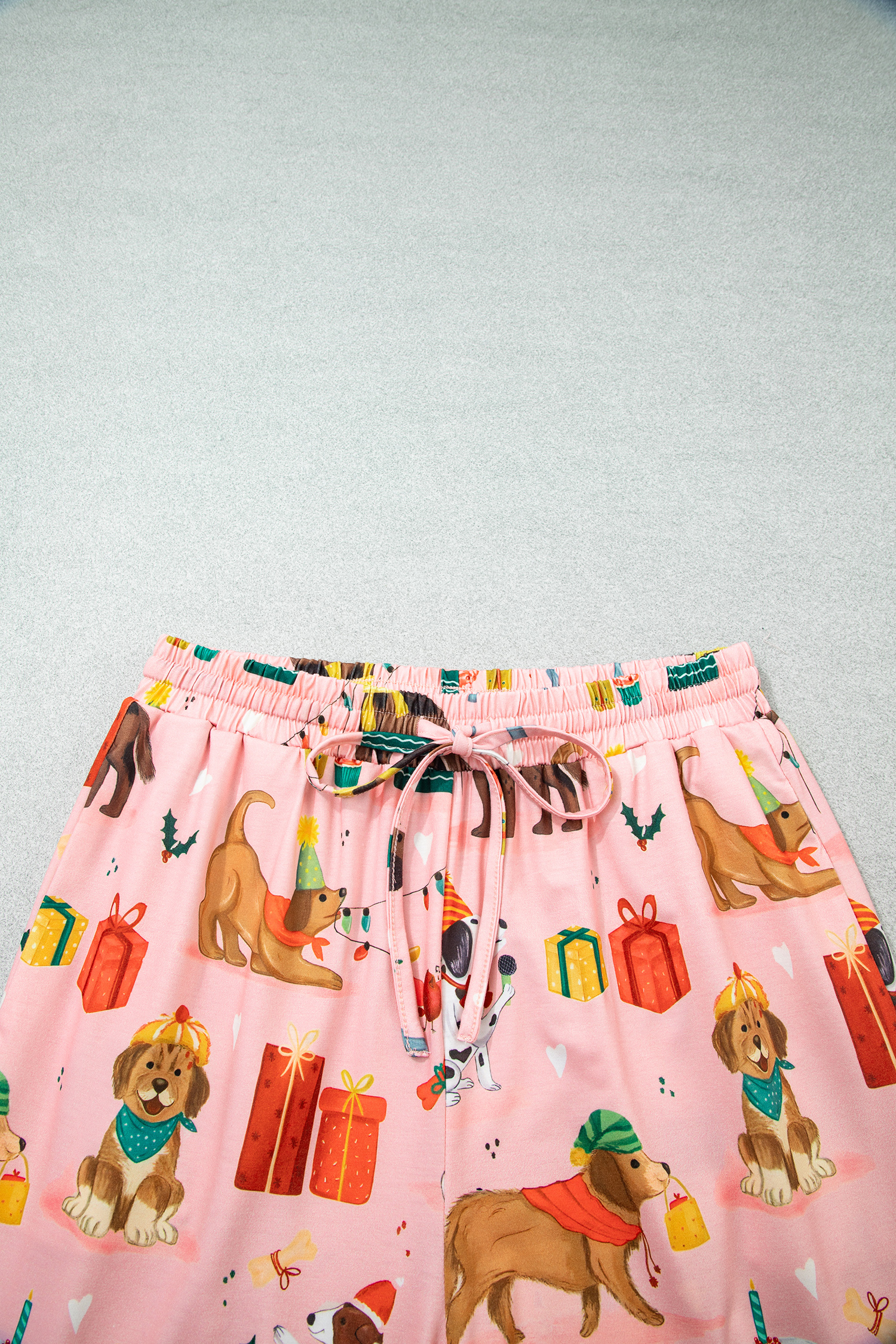 Pink Christmas Dog Pajama Set, Festive Long Sleeve Sleepwear - Detail View 17 Pink Christmas Dog Pajama Set, Festive Long Sleeve Sleepwear - Detail View 17