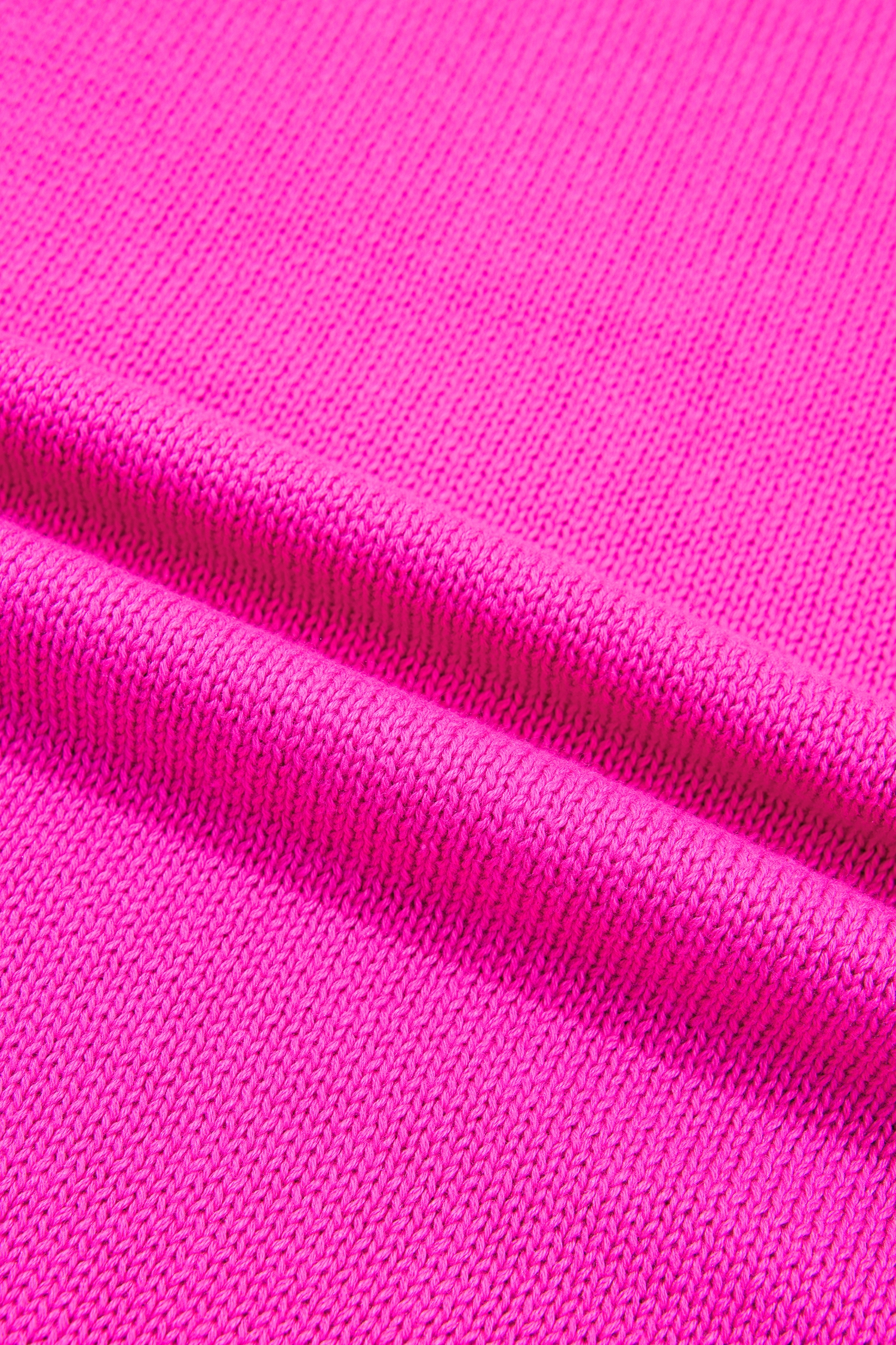 Women's Cotton Blend Knit Sweater, Rose Red Ribbed Trim Top - Detail View 12 Women's Cotton Blend Knit Sweater, Rose Red Ribbed Trim Top - Detail View 12