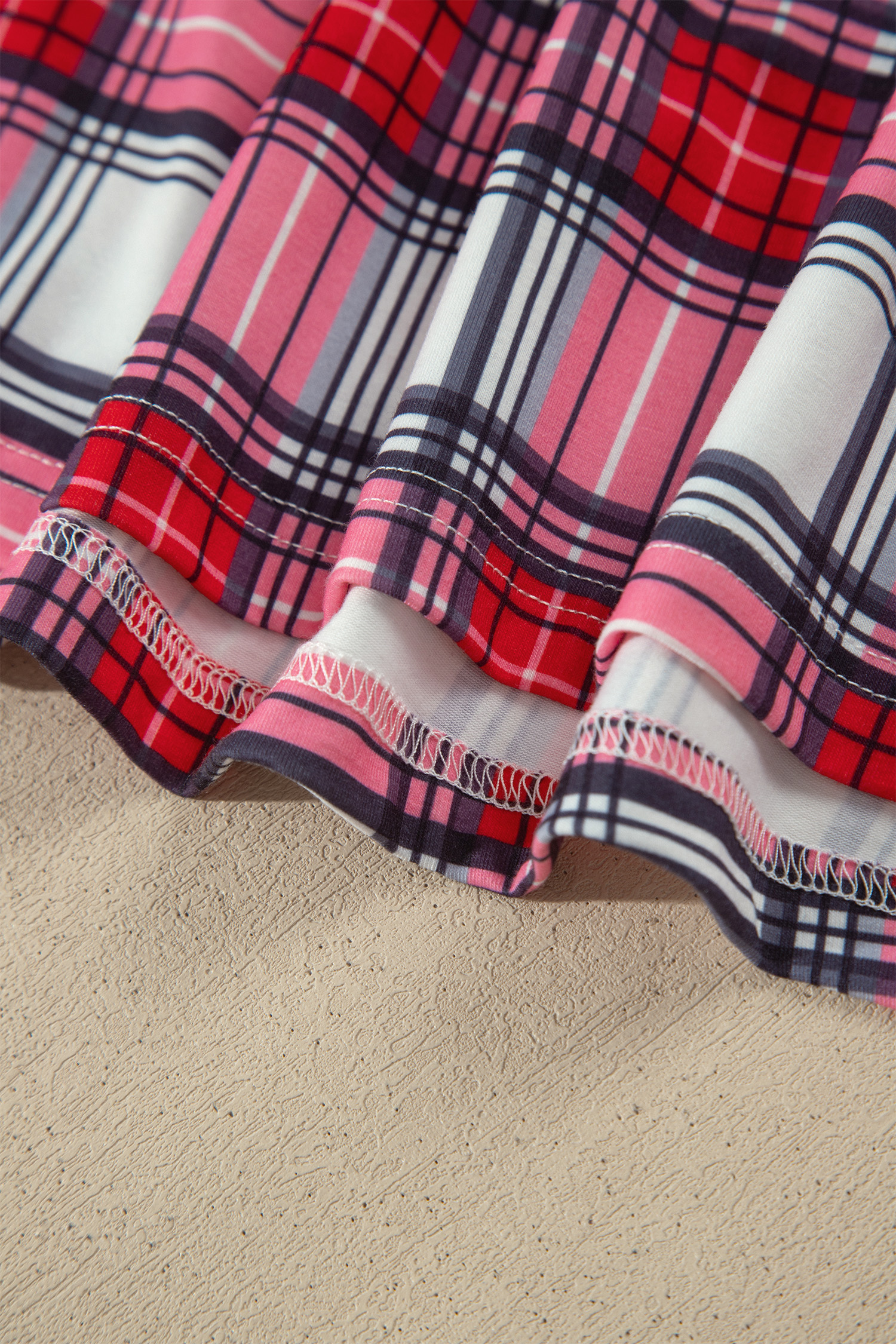 Womens Red Plaid Pajama Set, Short Sleeve Christmas Sleepwear - Detail View 11 Womens Red Plaid Pajama Set, Short Sleeve Christmas Sleepwear - Detail View 11