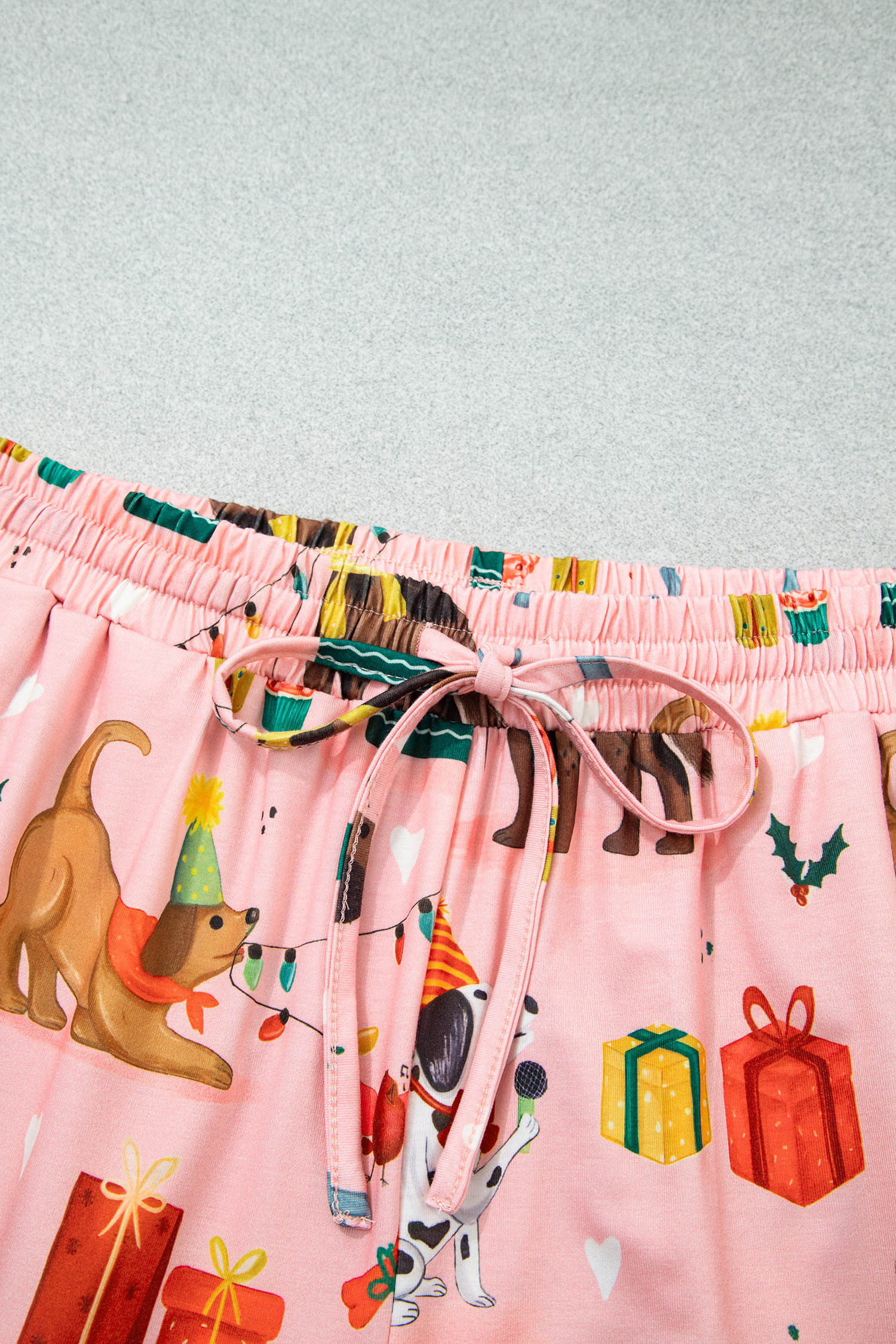 Women's Soft Stretch Lounge Set, Pink Christmas Dog Pajamas - Detail View 18 Women's Soft Stretch Lounge Set, Pink Christmas Dog Pajamas - Detail View 18