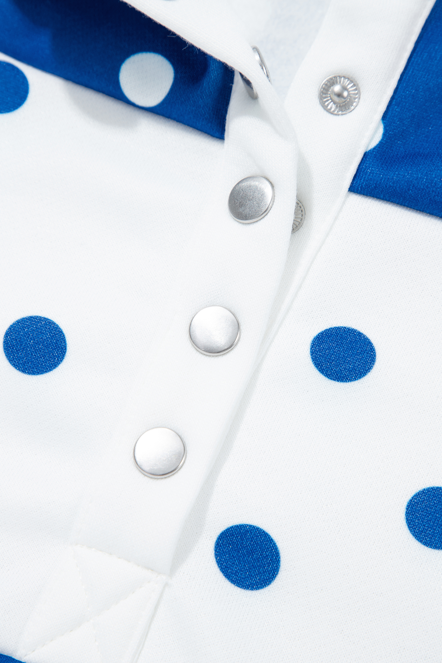 Casual Button Collar Top, Women's Polka Dot Sweatshirt - Detail View 6 Casual Button Collar Top, Women's Polka Dot Sweatshirt - Detail View 6