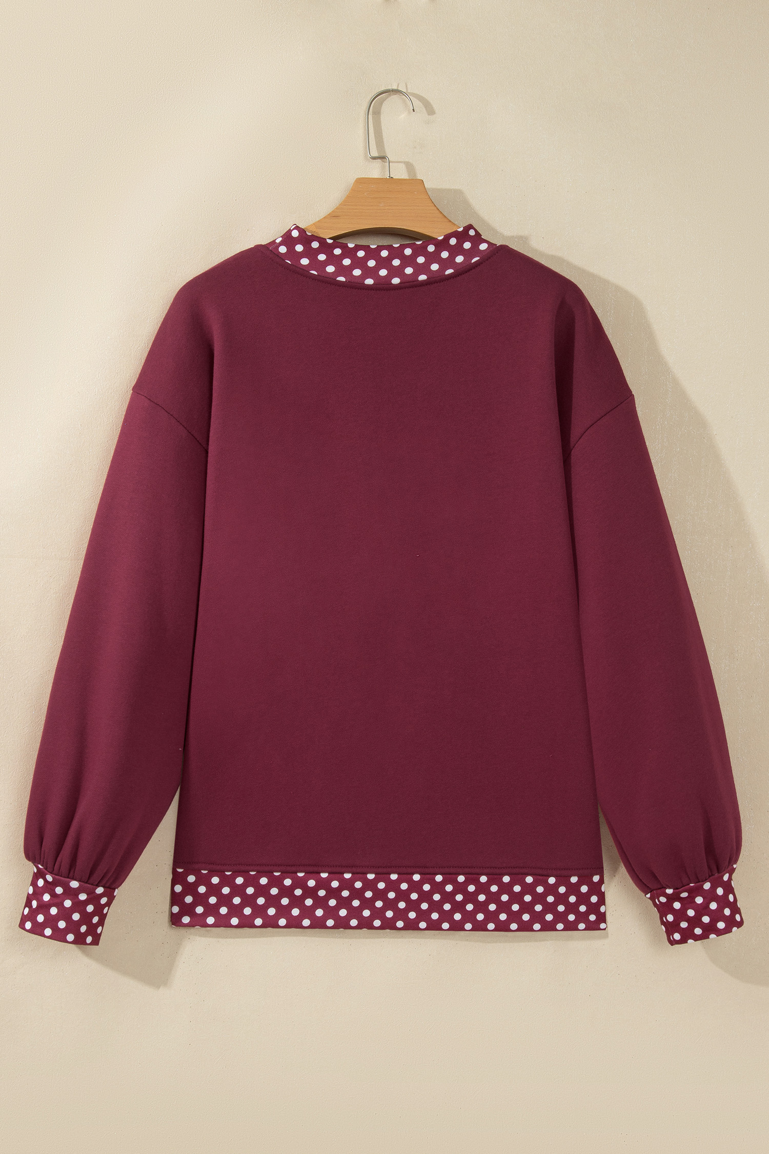 Women's Cozy Cotton Sweatshirt, Burgundy Casual Pullover - Detail View 3 Women's Cozy Cotton Sweatshirt, Burgundy Casual Pullover - Detail View 3