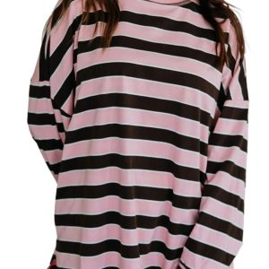 Women's Striped Shorts Set, Casual Oversized Two Piece - Main View