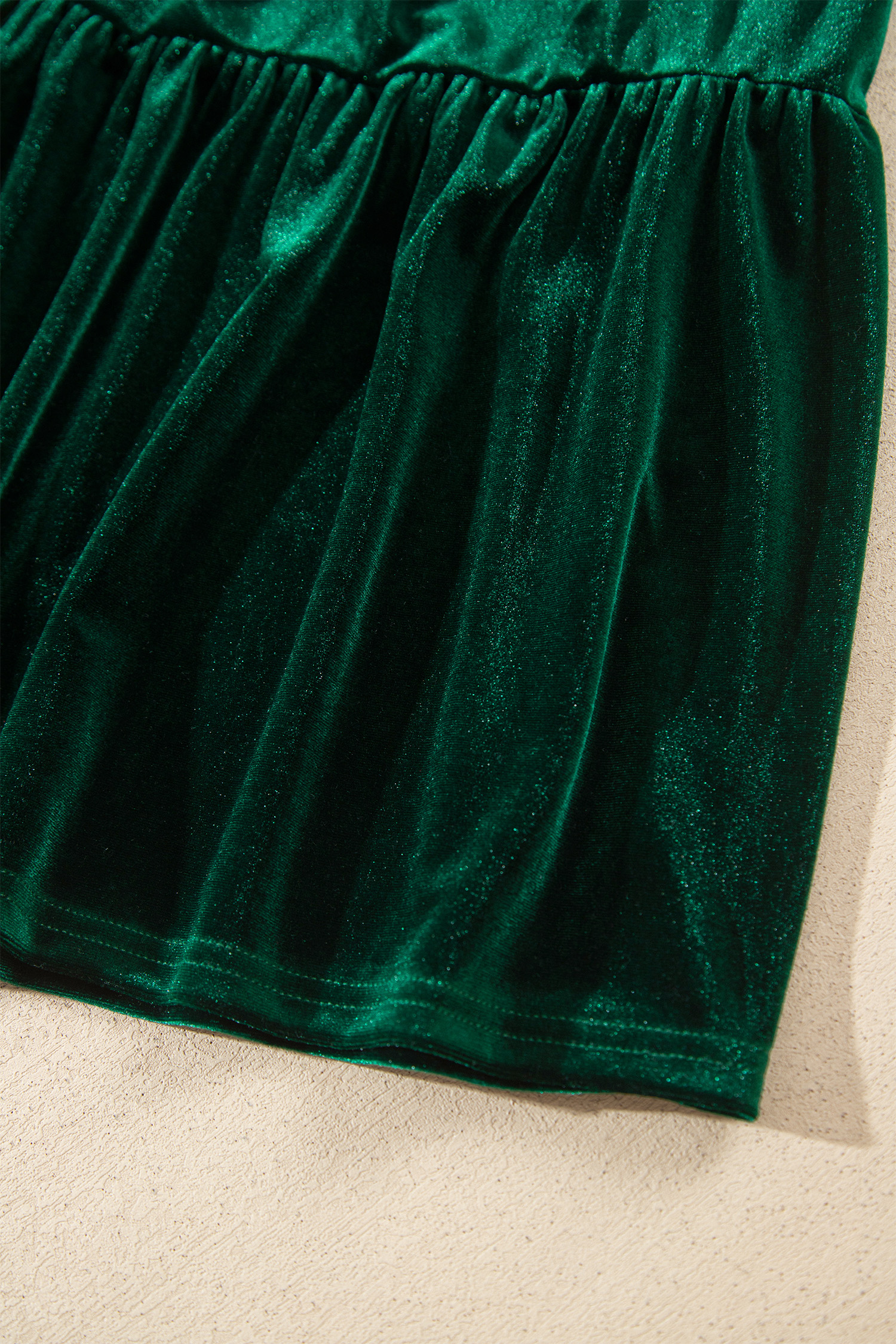 Women's Velvet Maxi Dress, Elegant Tiered V Neck Casual - Detail View 13 Women's Velvet Maxi Dress, Elegant Tiered V Neck Casual - Detail View 13