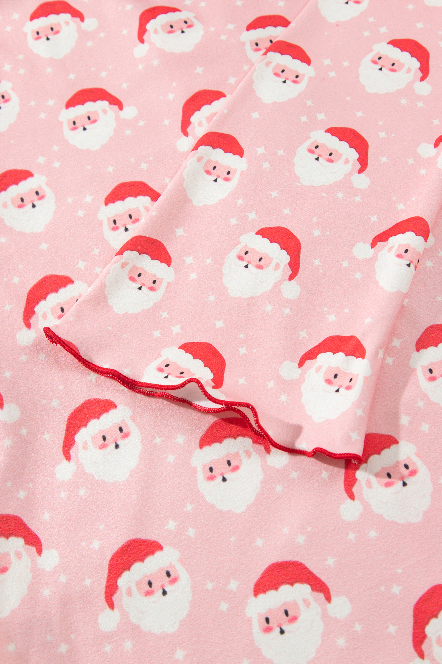 Womens Pink Santa Pajama Set, Button Long Sleeve Pant - Detail View 10 Womens Pink Santa Pajama Set, Button Long Sleeve Pant - Detail View 10
