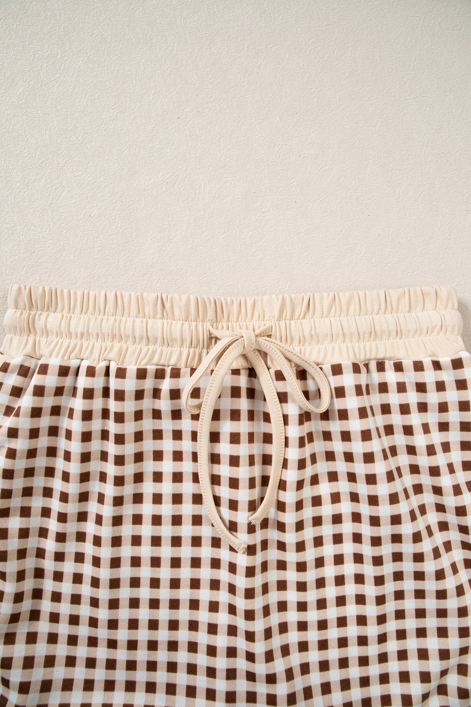 Women's Gingham Skort Set, Casual Brown Plaid 2 Piece Outfit - Detail View 13 Women's Gingham Skort Set, Casual Brown Plaid 2 Piece Outfit - Detail View 13