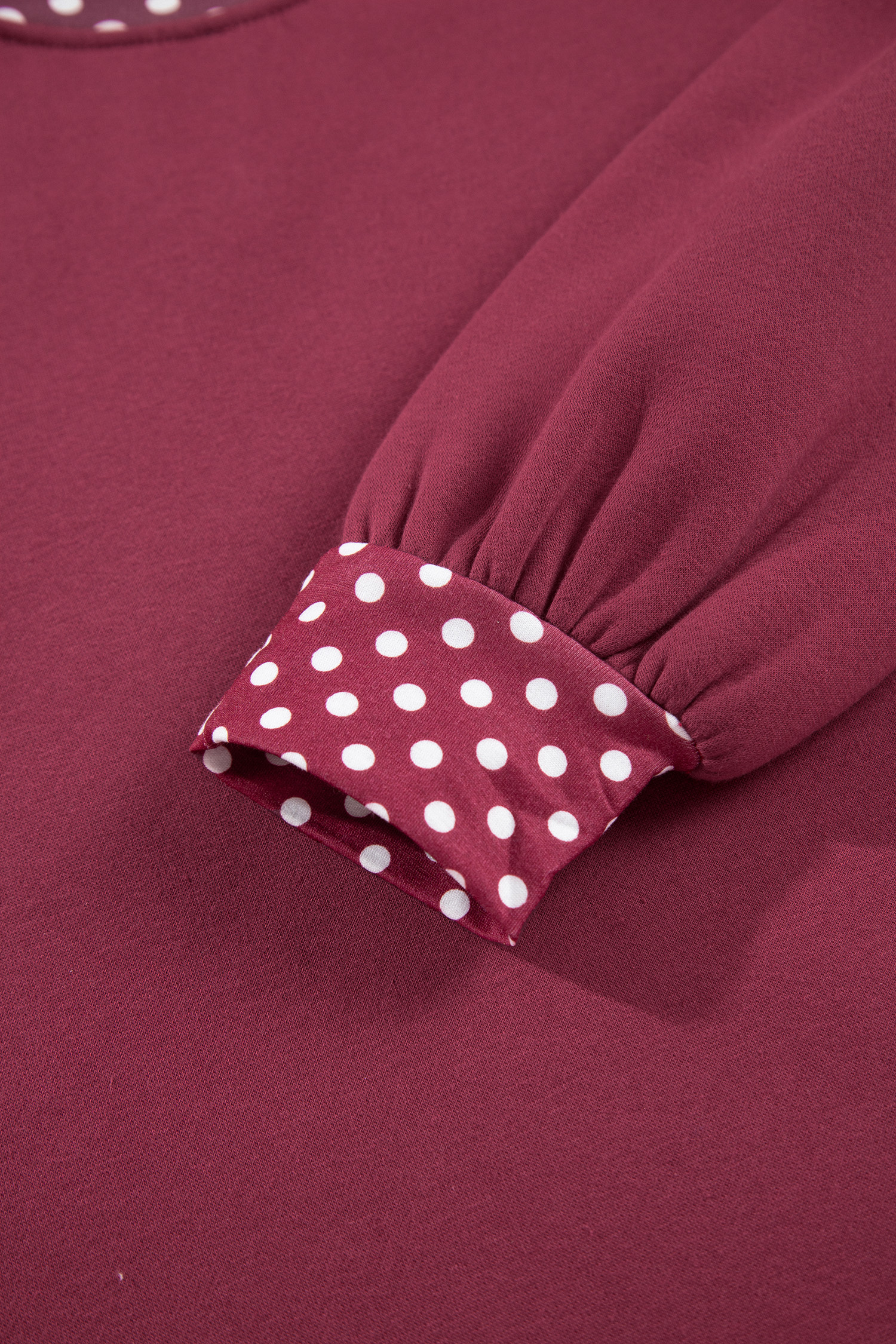 Women's Cozy Cotton Sweatshirt, Burgundy Casual Pullover - Detail View 6 Women's Cozy Cotton Sweatshirt, Burgundy Casual Pullover - Detail View 6