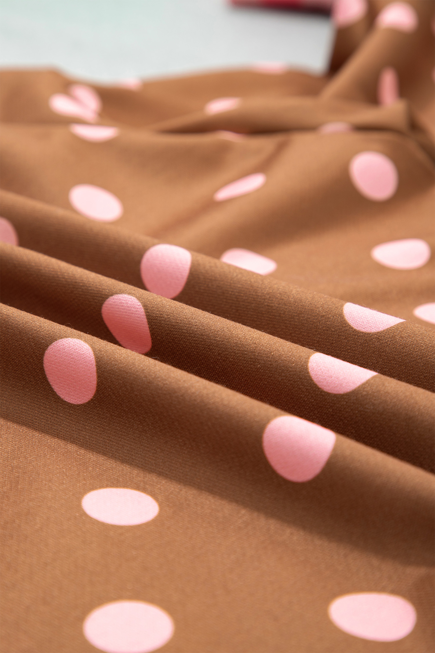 Women's Brown Polka Dot Pullover, Casual Fall Sweatshirt - Detail View 8 Women's Brown Polka Dot Pullover, Casual Fall Sweatshirt - Detail View 8