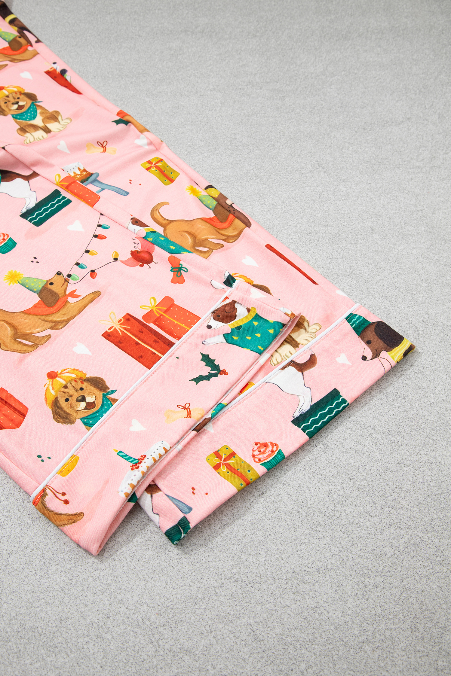 Women's Soft Stretch Lounge Set, Pink Christmas Dog Pajamas - Detail View 21 Women's Soft Stretch Lounge Set, Pink Christmas Dog Pajamas - Detail View 21
