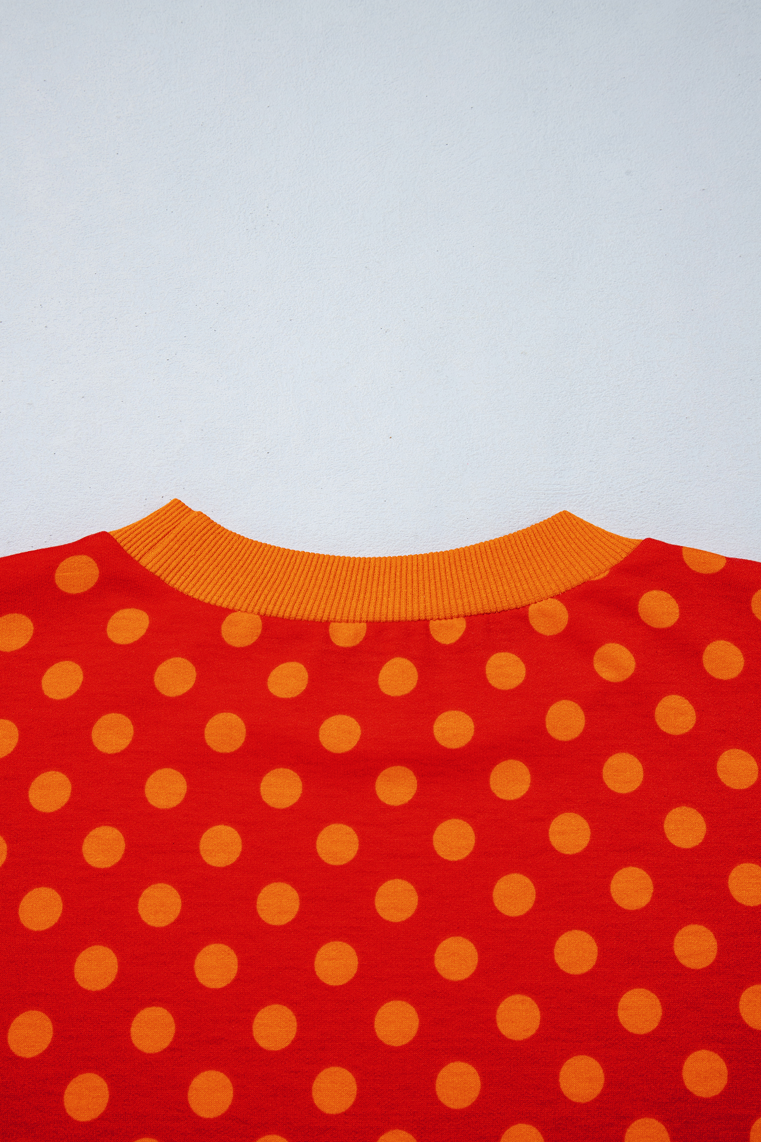 Women's Red Polka Dot Top, Casual Contrast Trim Shirt - Detail View 7 Women's Red Polka Dot Top, Casual Contrast Trim Shirt - Detail View 7